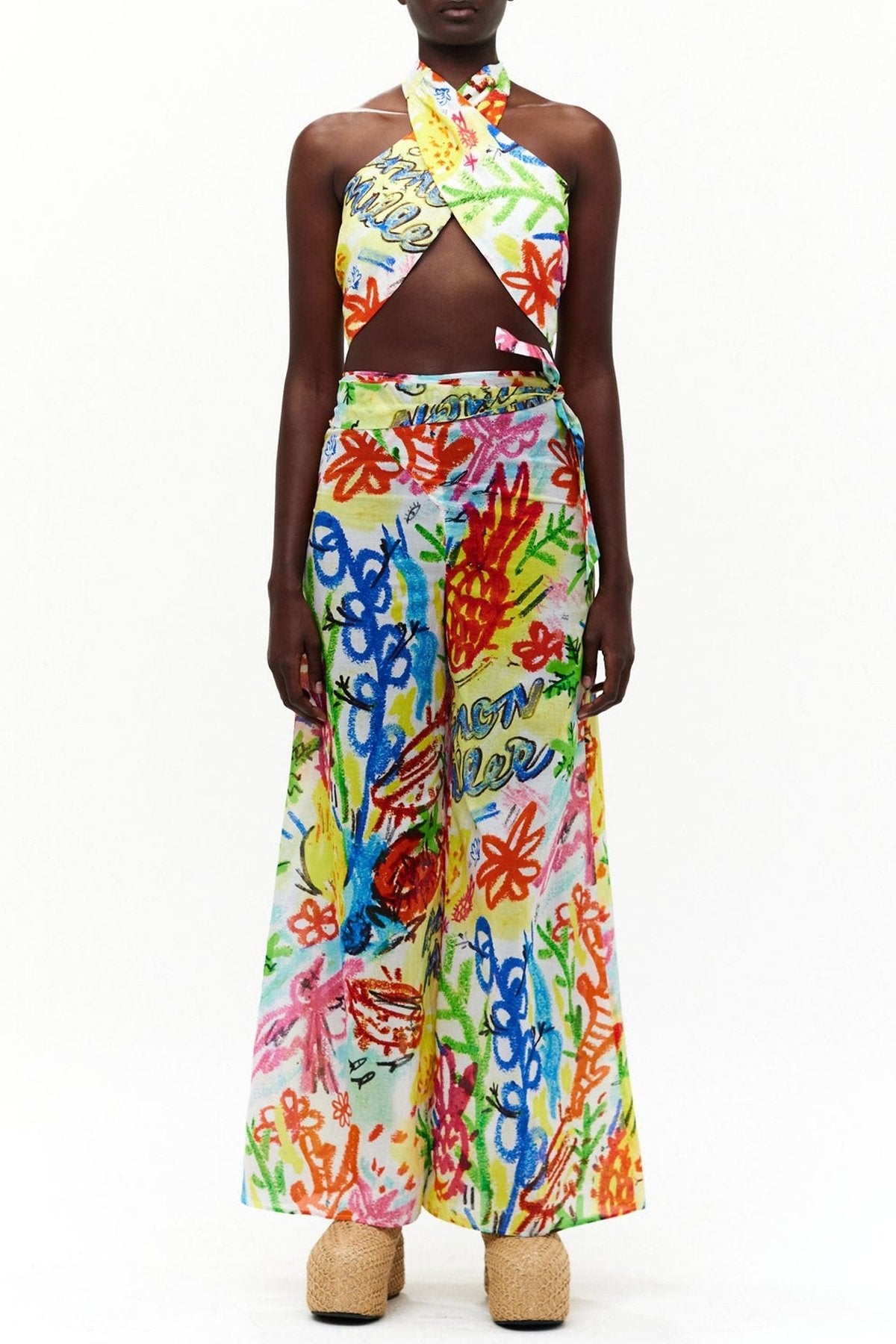 Cotton Lagga Pant in Pastel Print - shop-olivia.com