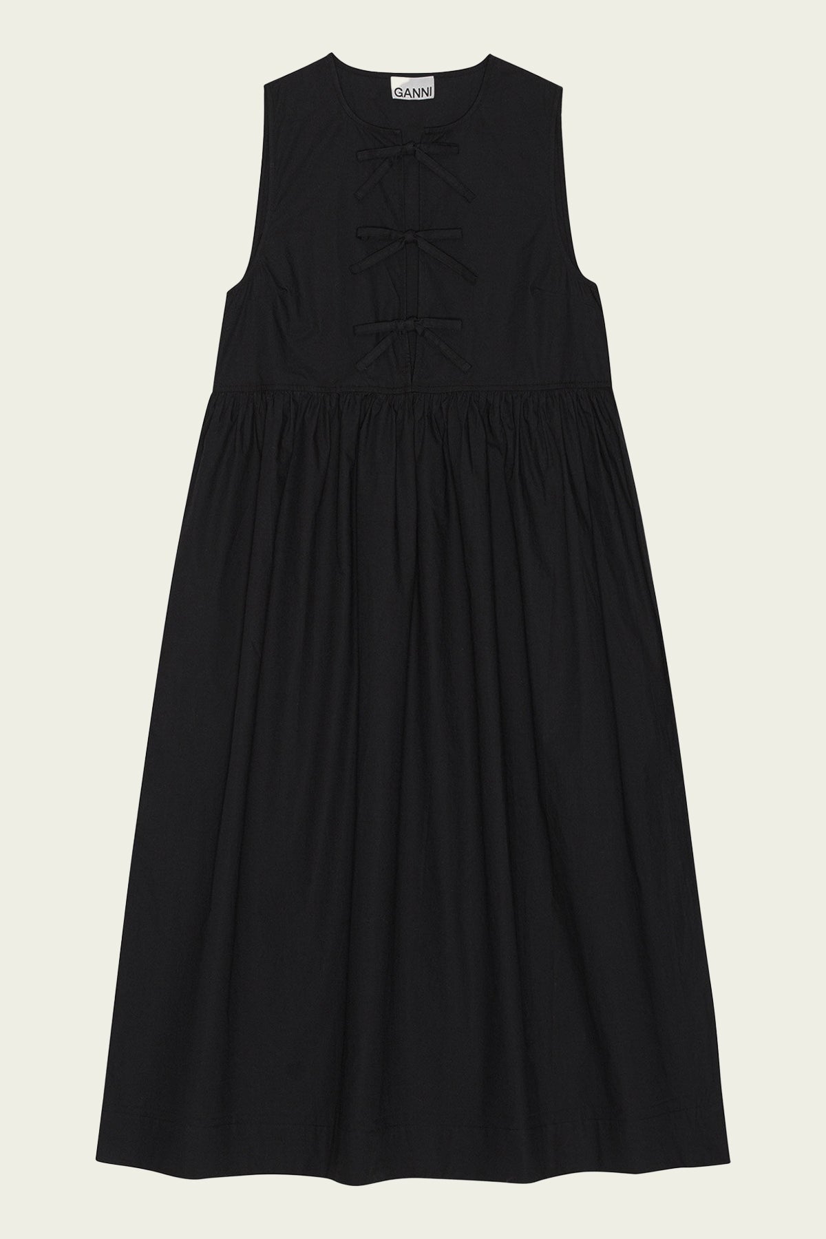 Cotton Poplin Midi Dress in Black - shop-olivia.com