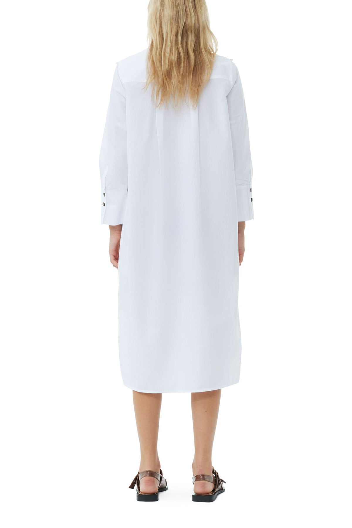 Cotton Poplin Oversized Shirt Dress in Bright White - shop-olivia.com