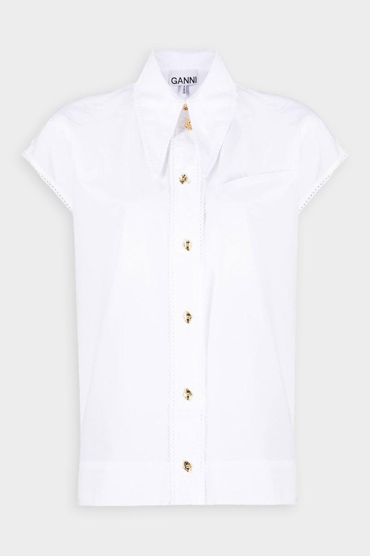Cotton Poplin Sleeveless Diamond Shirt in Bright White - shop-olivia.com