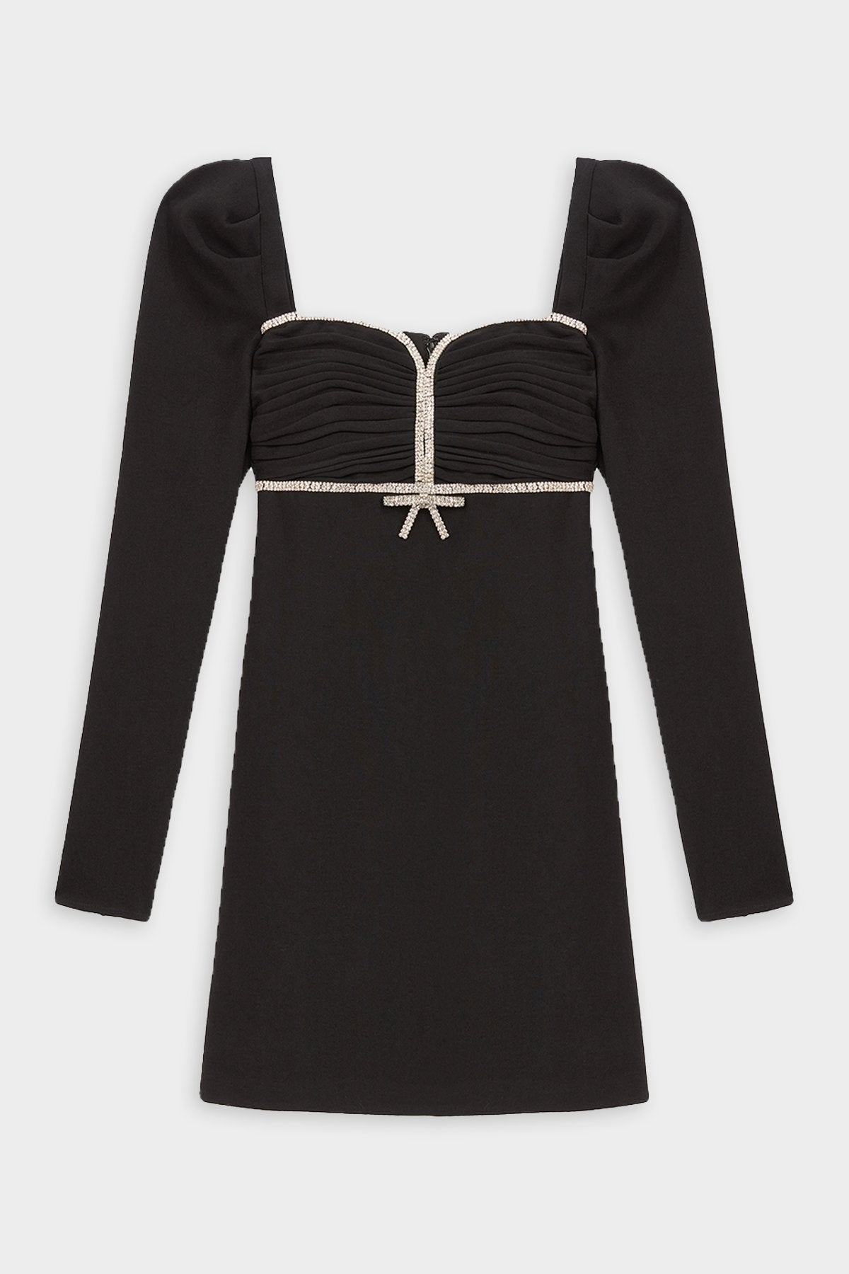black crepe mini dress Self Portrait Black Wool Crepe Mini Dress | Black | Size 12