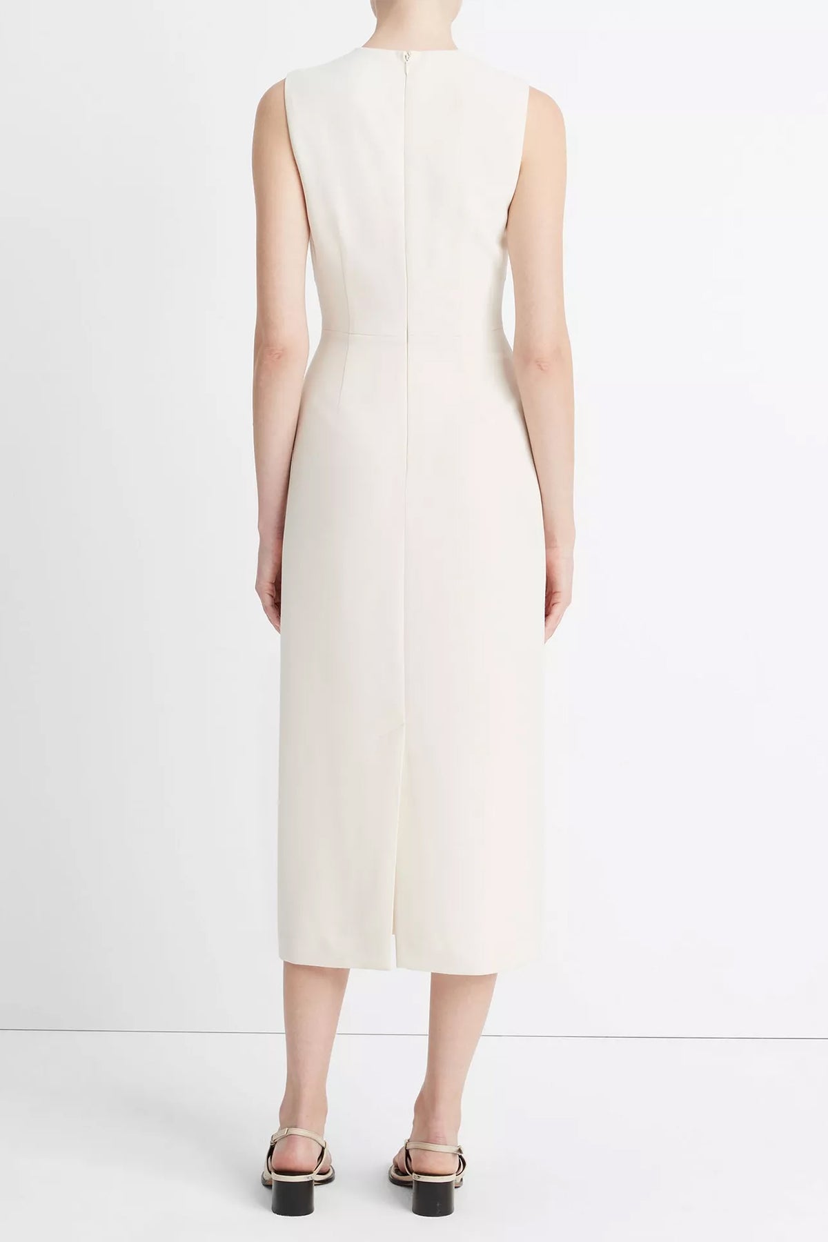 Crew Neck Sheath Dress in Off-White - shop-olivia.com