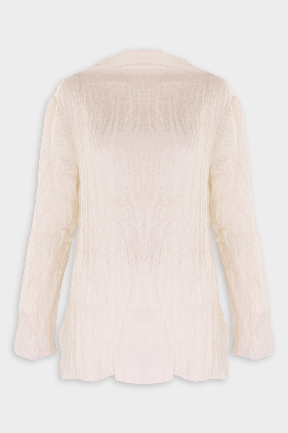 Crinkled High Neck Top in Cream - shop-olivia.com