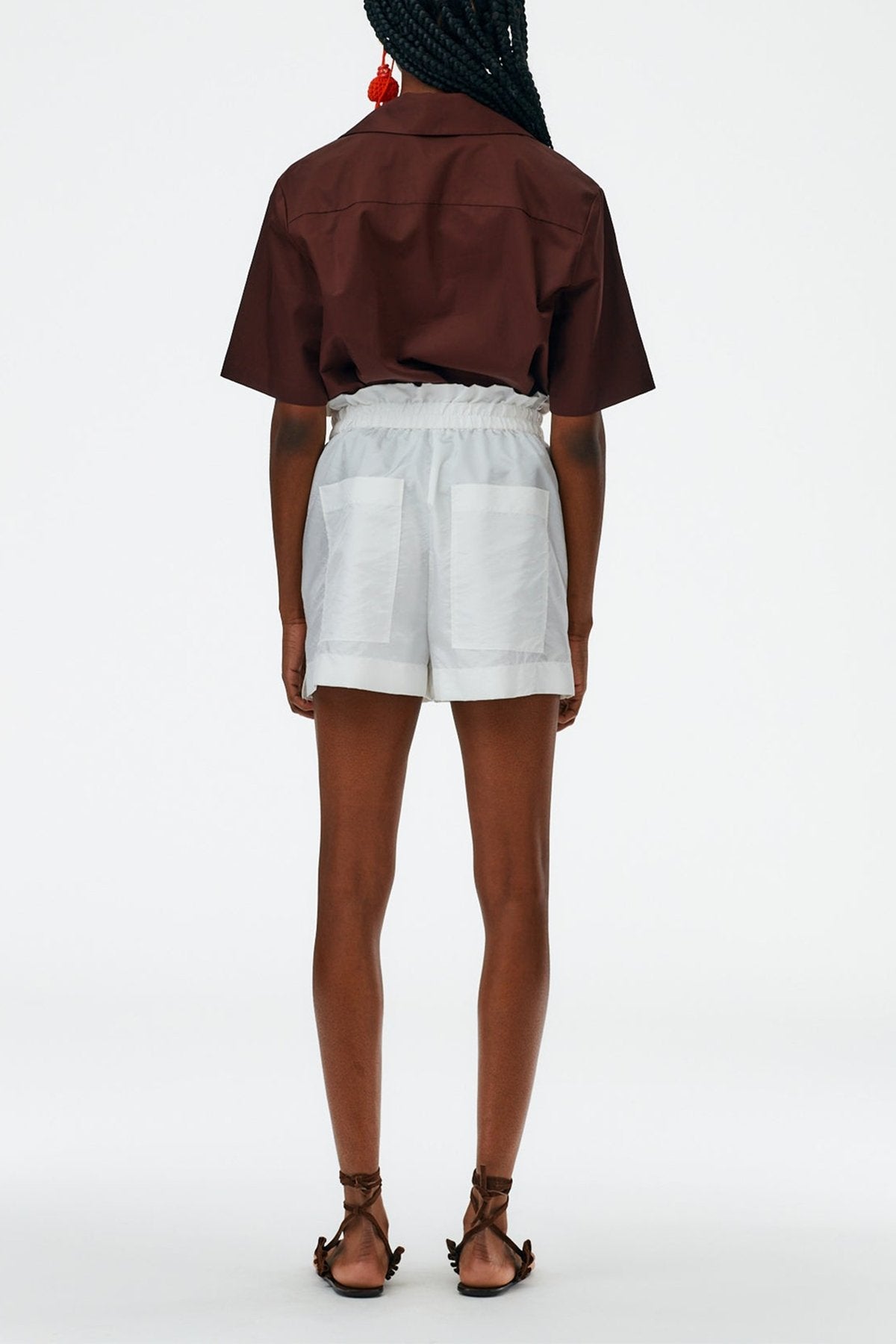 Crispy Nylon Easy Pull On Shorts in White - shop-olivia.com