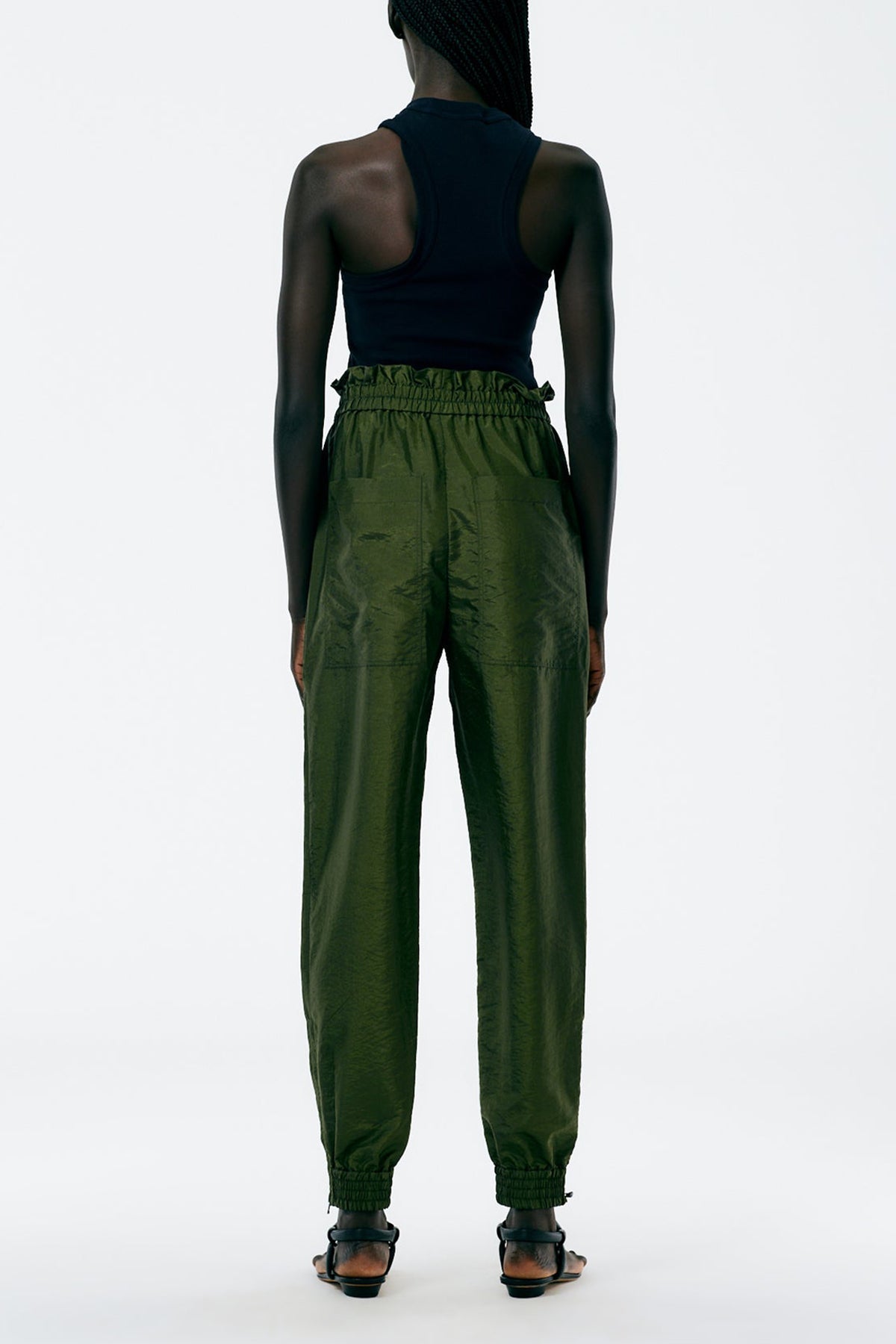 Crispy Nylon Paper Bag Felix Jogger in Army Green - shop-olivia.com