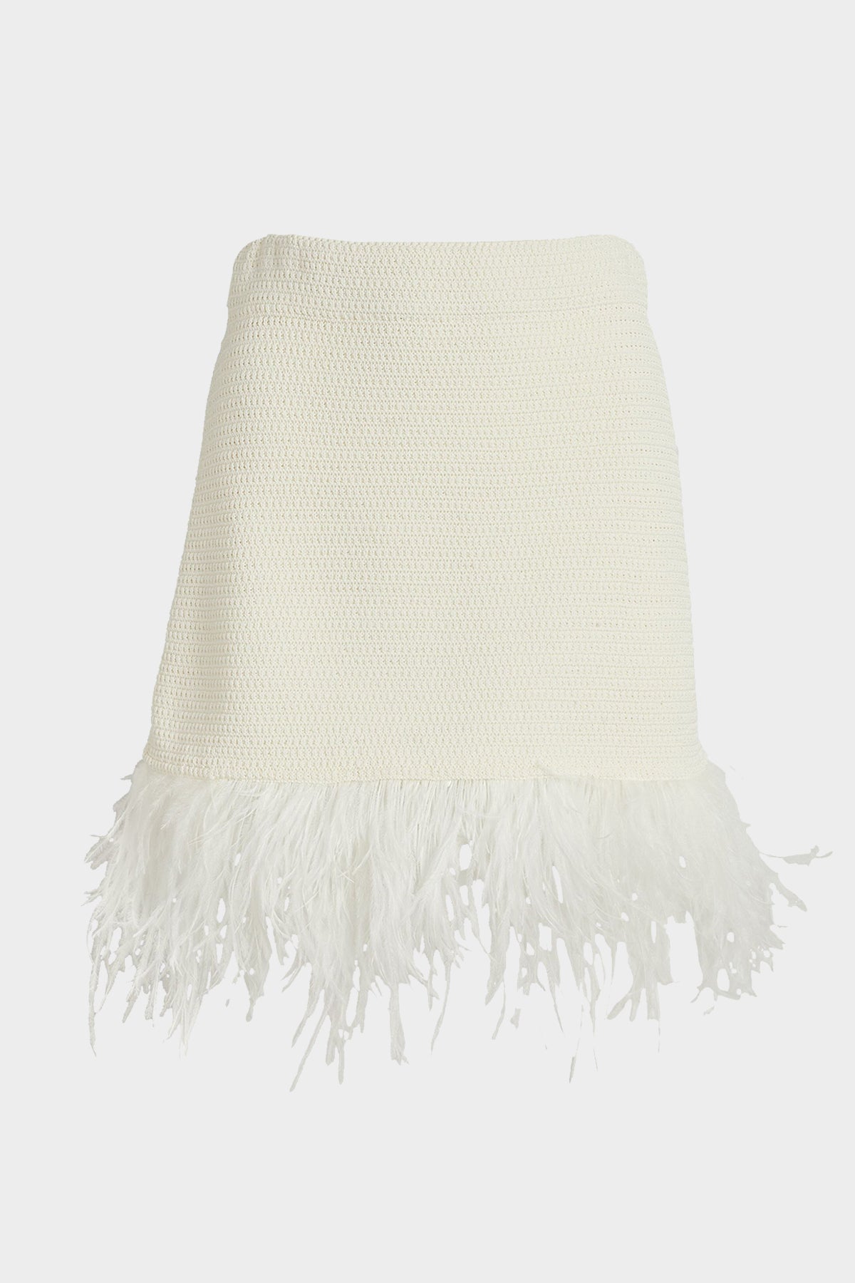 Crochet Feather Mini Skirt in Off White - shop-olivia.com