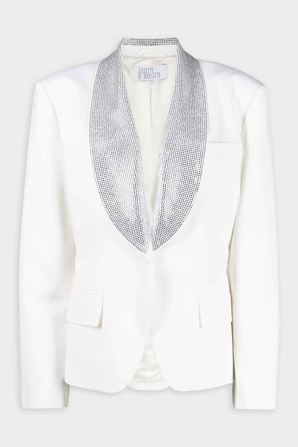 Crystal Embellished Double Twisted Jacket in Milk White - shop-olivia.com