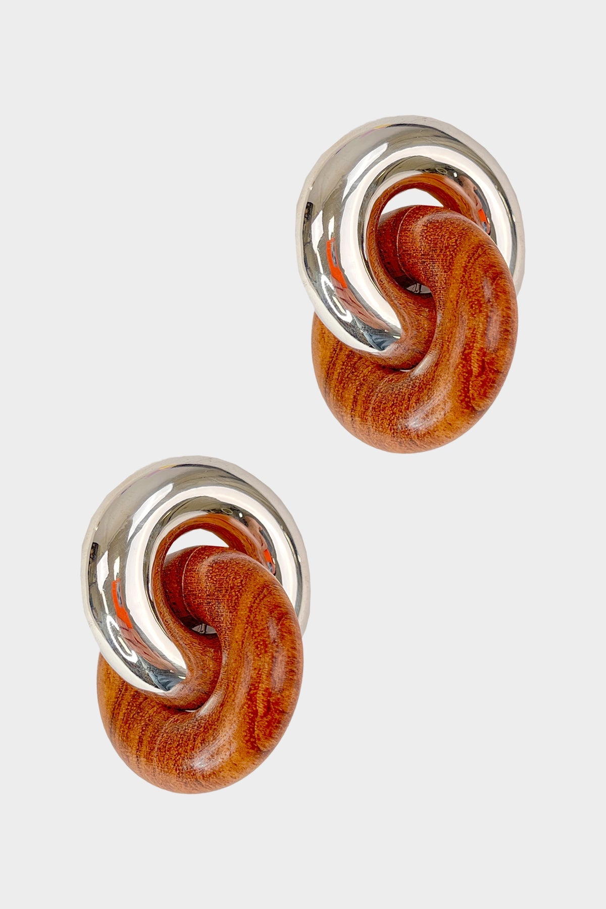 Cumulus Earrings in Silver / Wood - shop-olivia.com