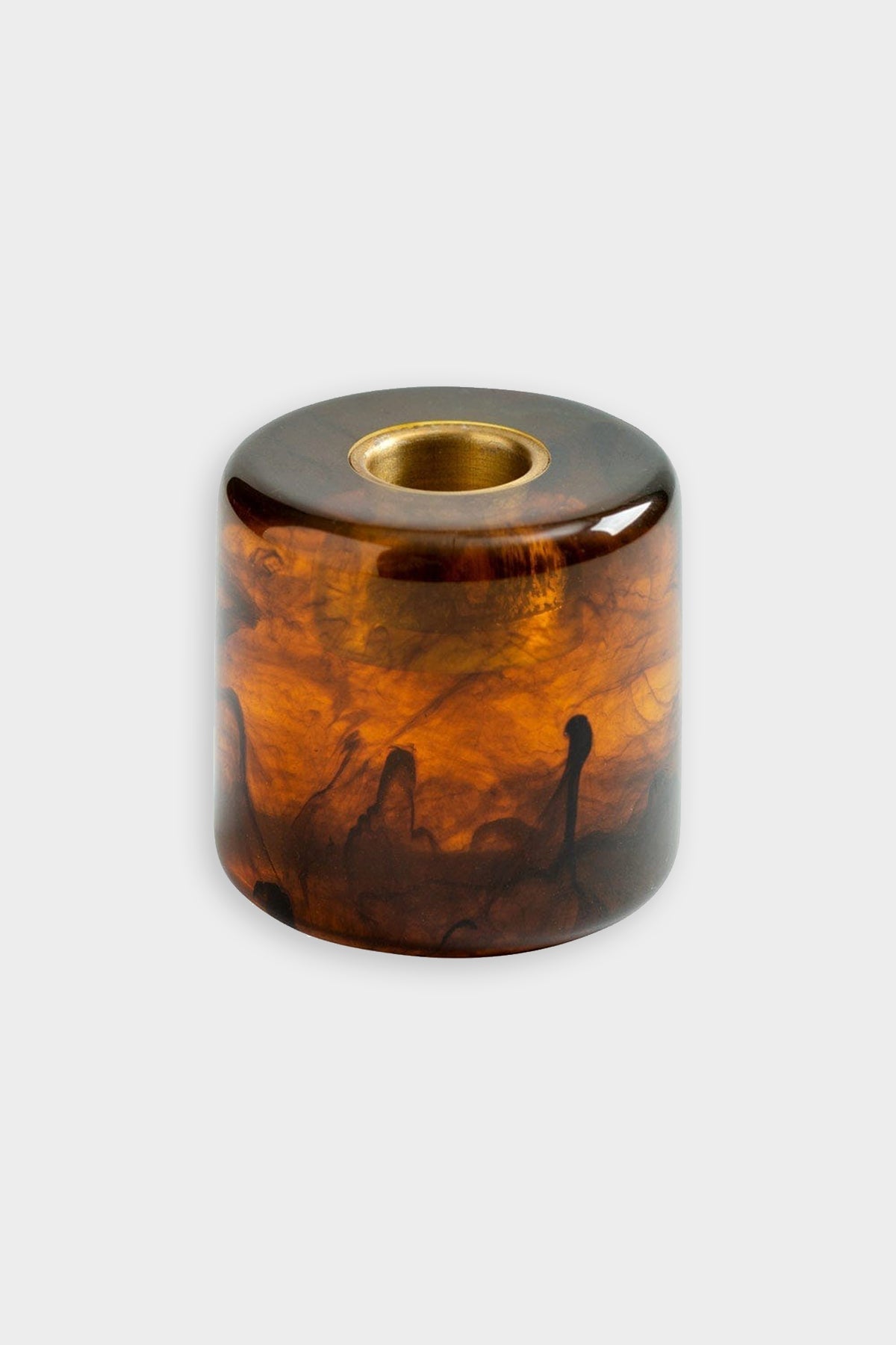 Cylinder Resin Candleholder in Tortoiseshell - shop-olivia.com