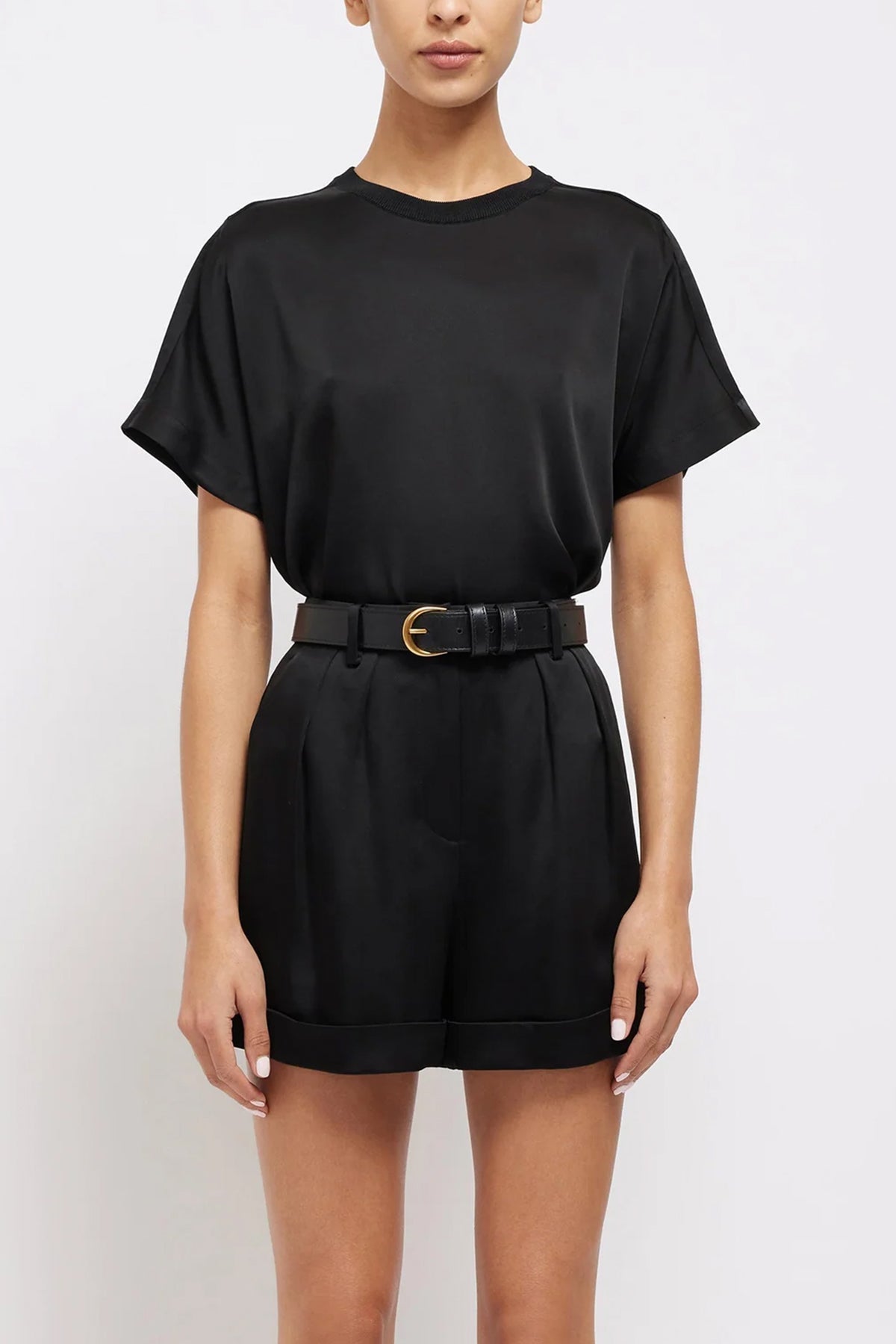 Devan Pleater Shorts in Black - shop-olivia.com