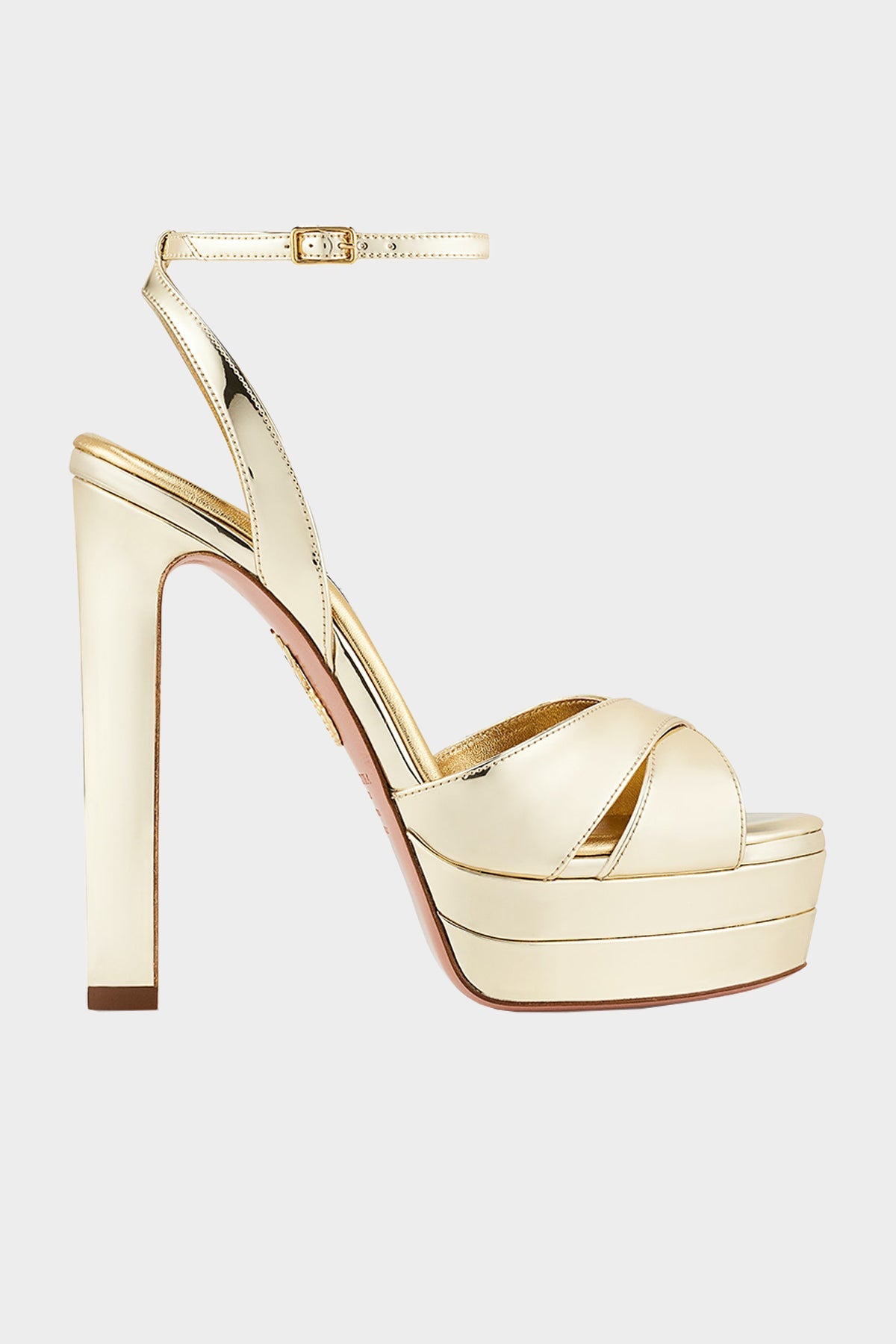 Divine Sandal Plateau 130 in Gold - shop-olivia.com