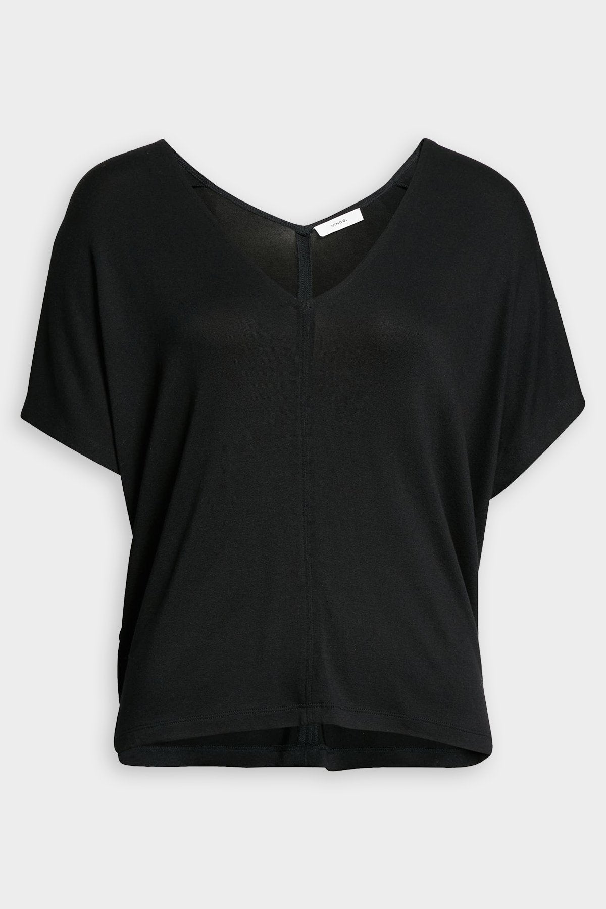 Double V-Neck Popover in Black - shop-olivia.com