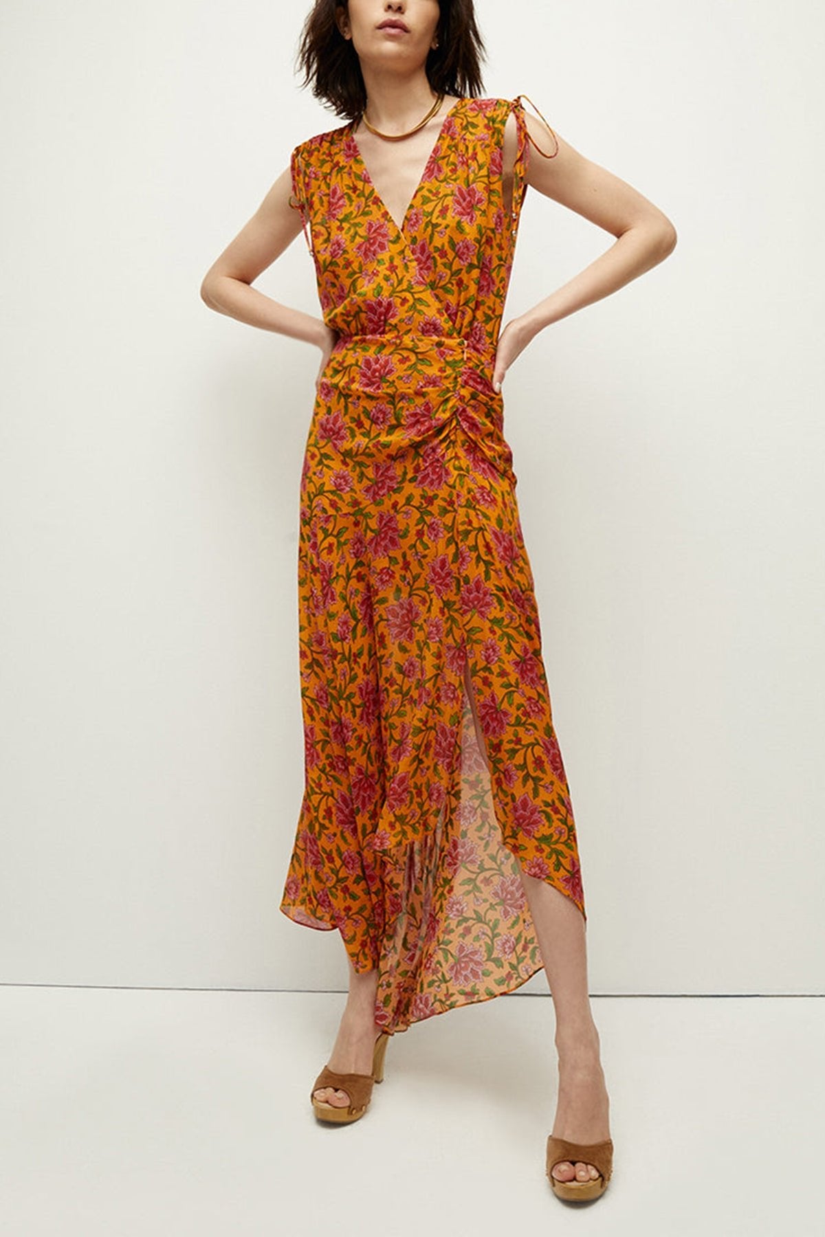 Dovima Silk Dress in Hot Orange Multi - shop-olivia.com