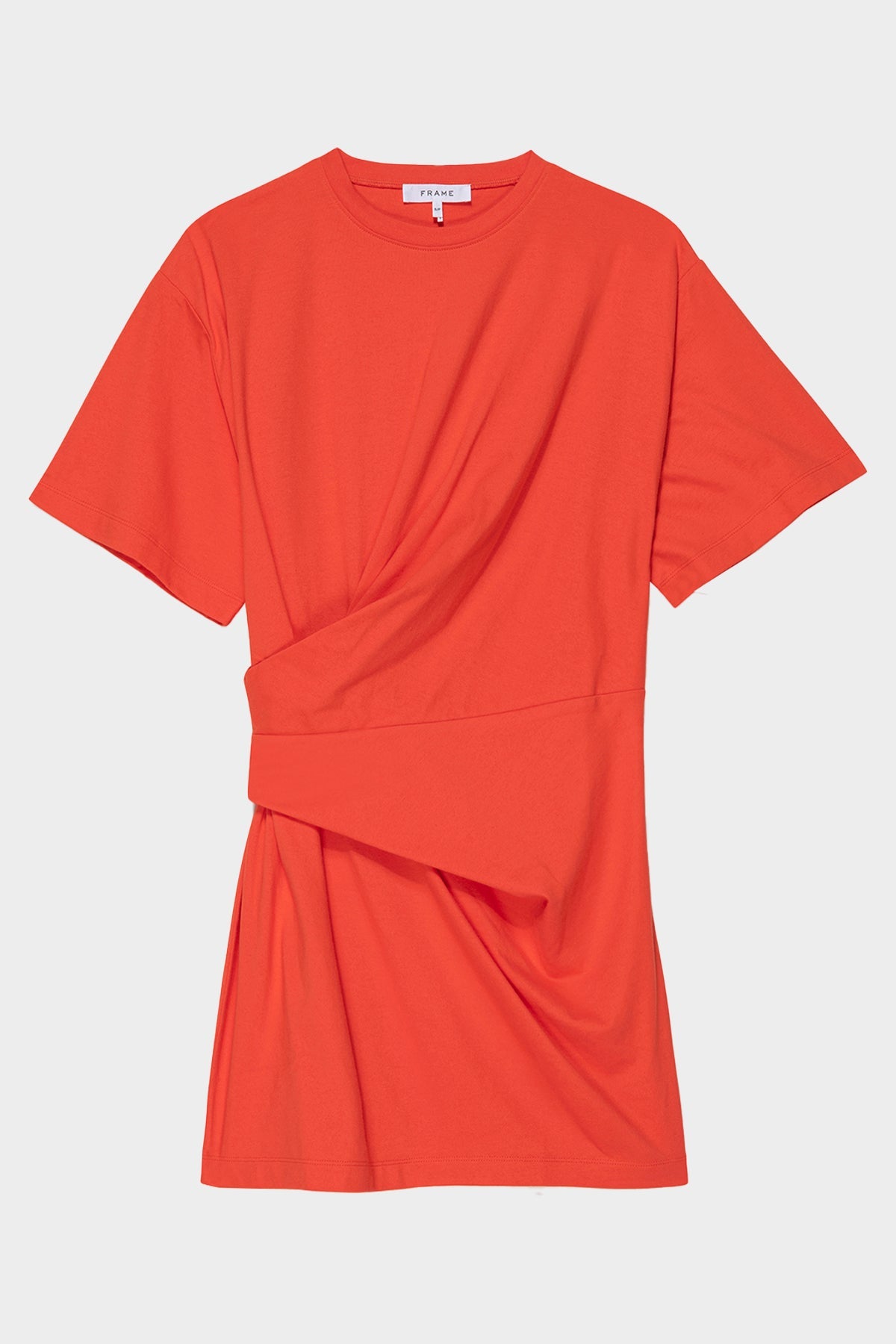 Draped Knit Mini Dress in Red Orange - shop-olivia.com
