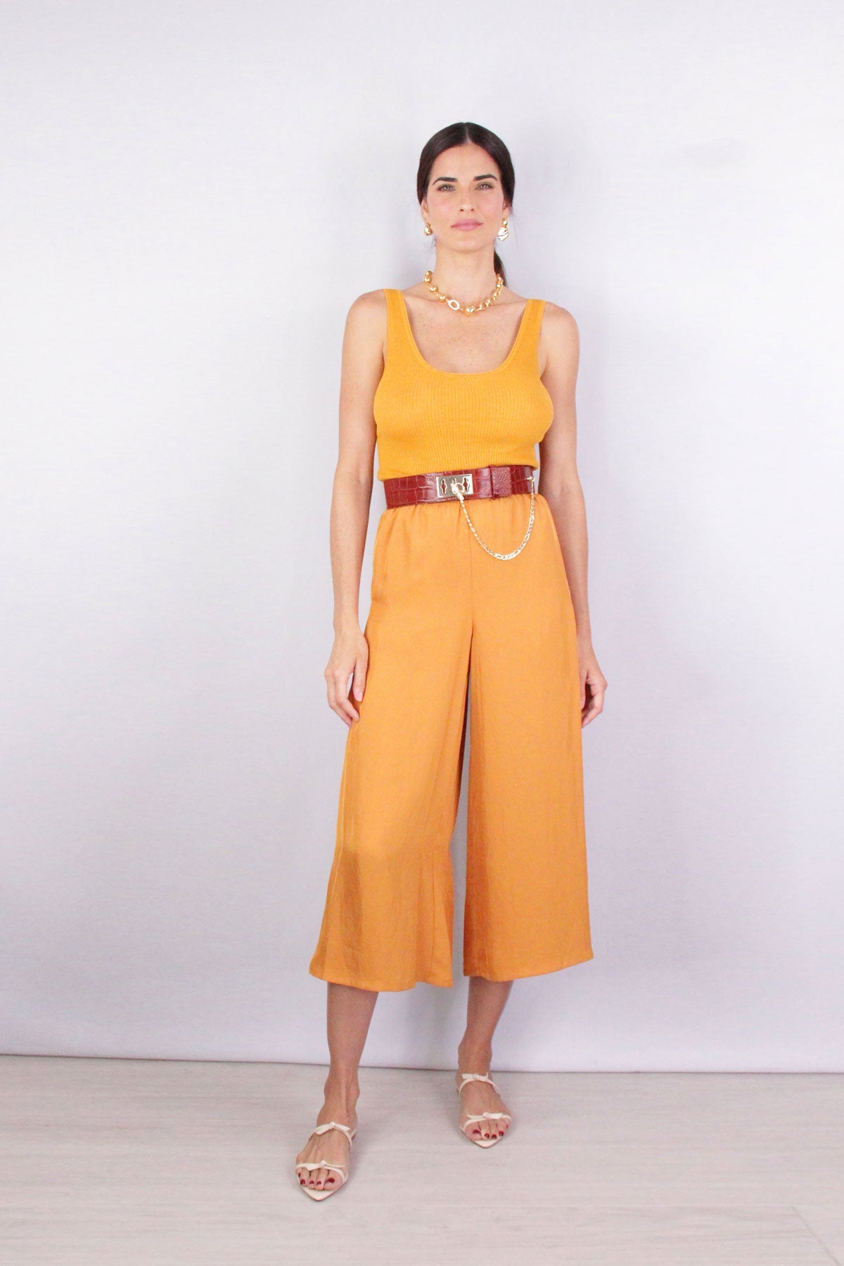 Drapey Pull On Culotte in Dark Ginger - shop-olivia.com