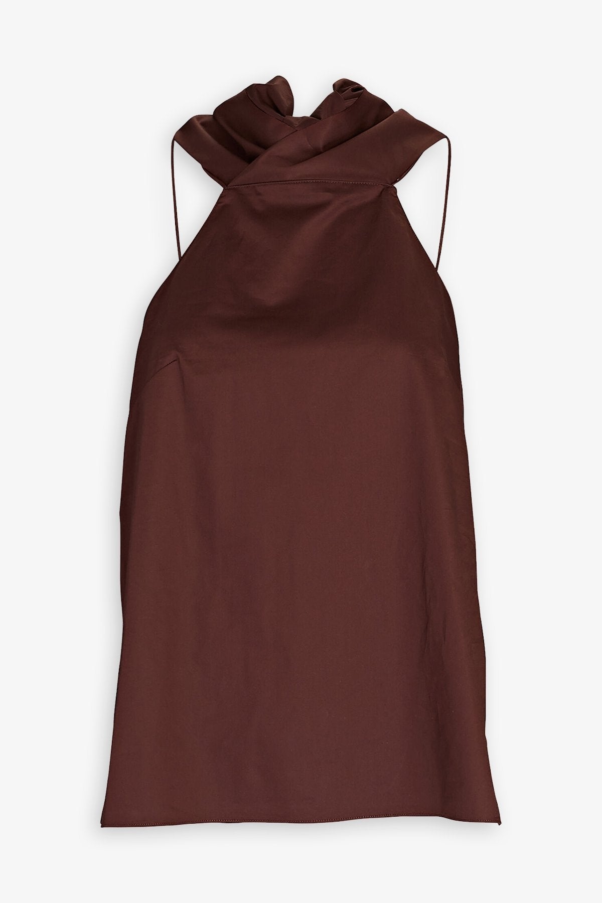 Eco Poplin Halter Top in Brown - shop-olivia.com