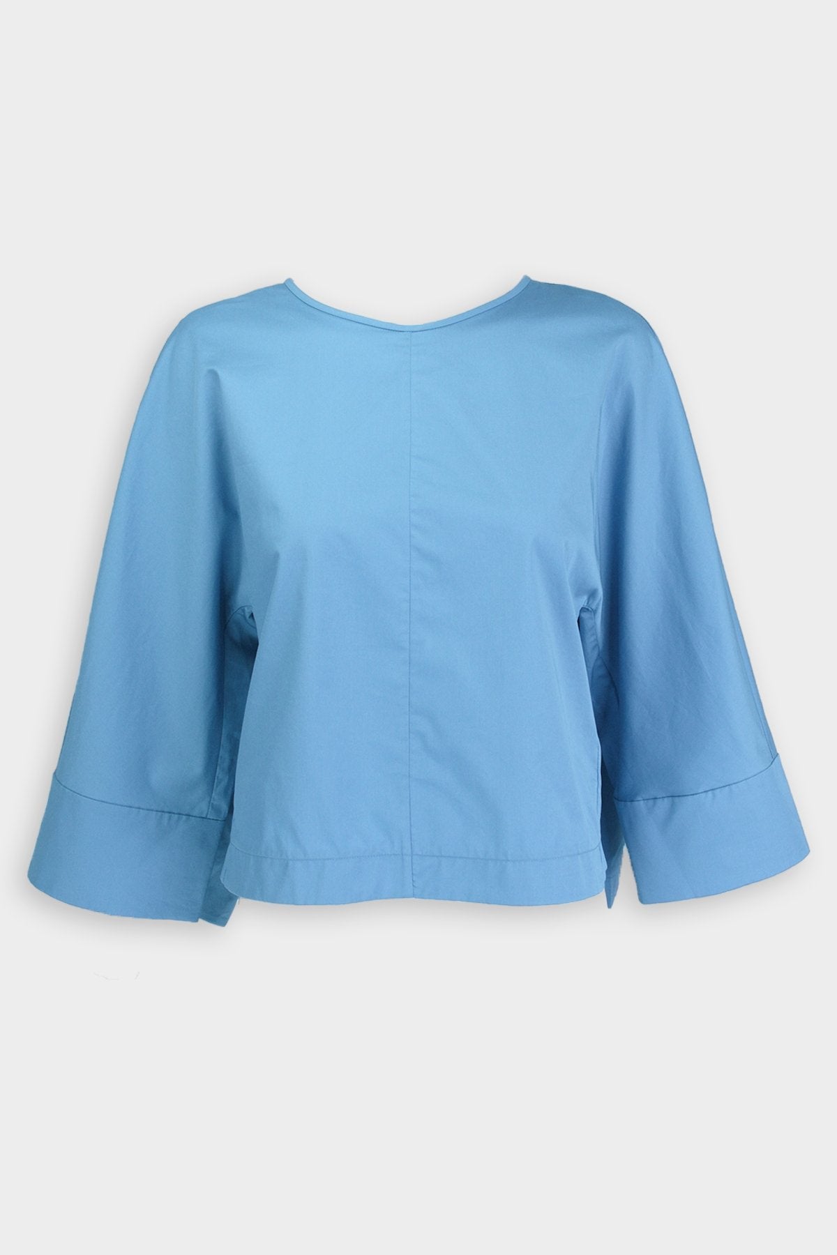 Eco Poplin Sculpted Top in Kairi Blue - shop-olivia.com