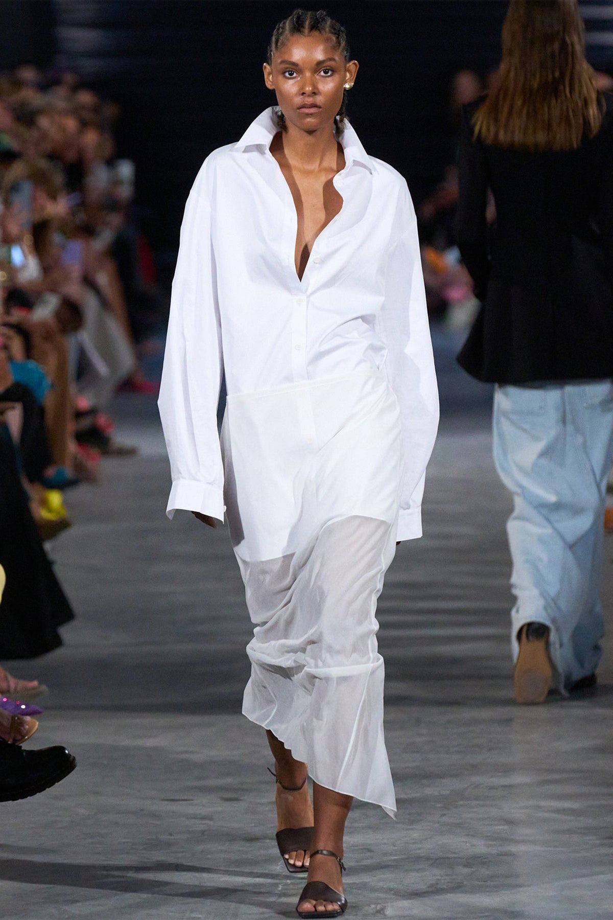 Eco Poplin Twisted Sleeve Dress in White - shop-olivia.com