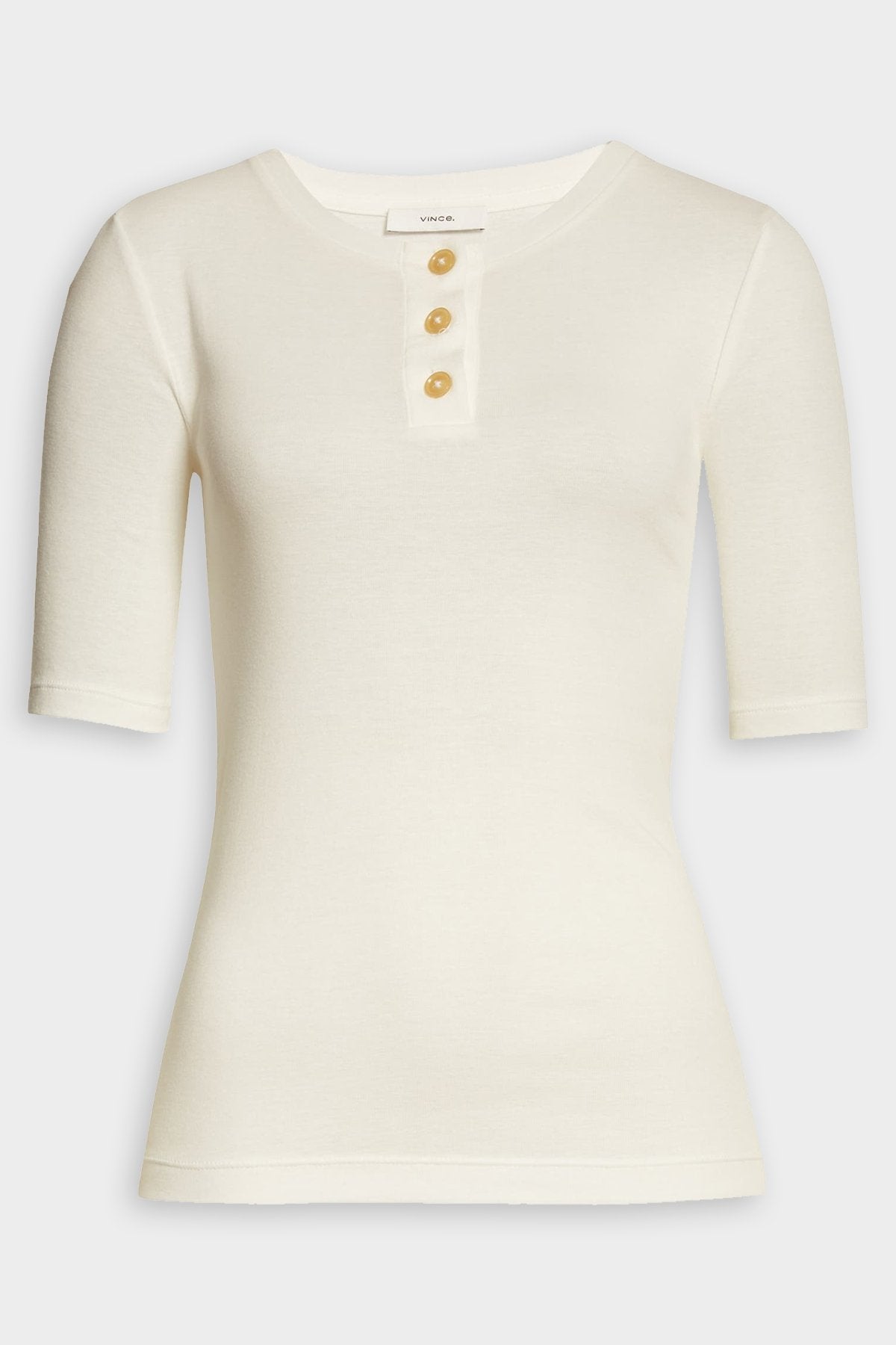 Elbow Sleeve Henley in Off-White - shop-olivia.com