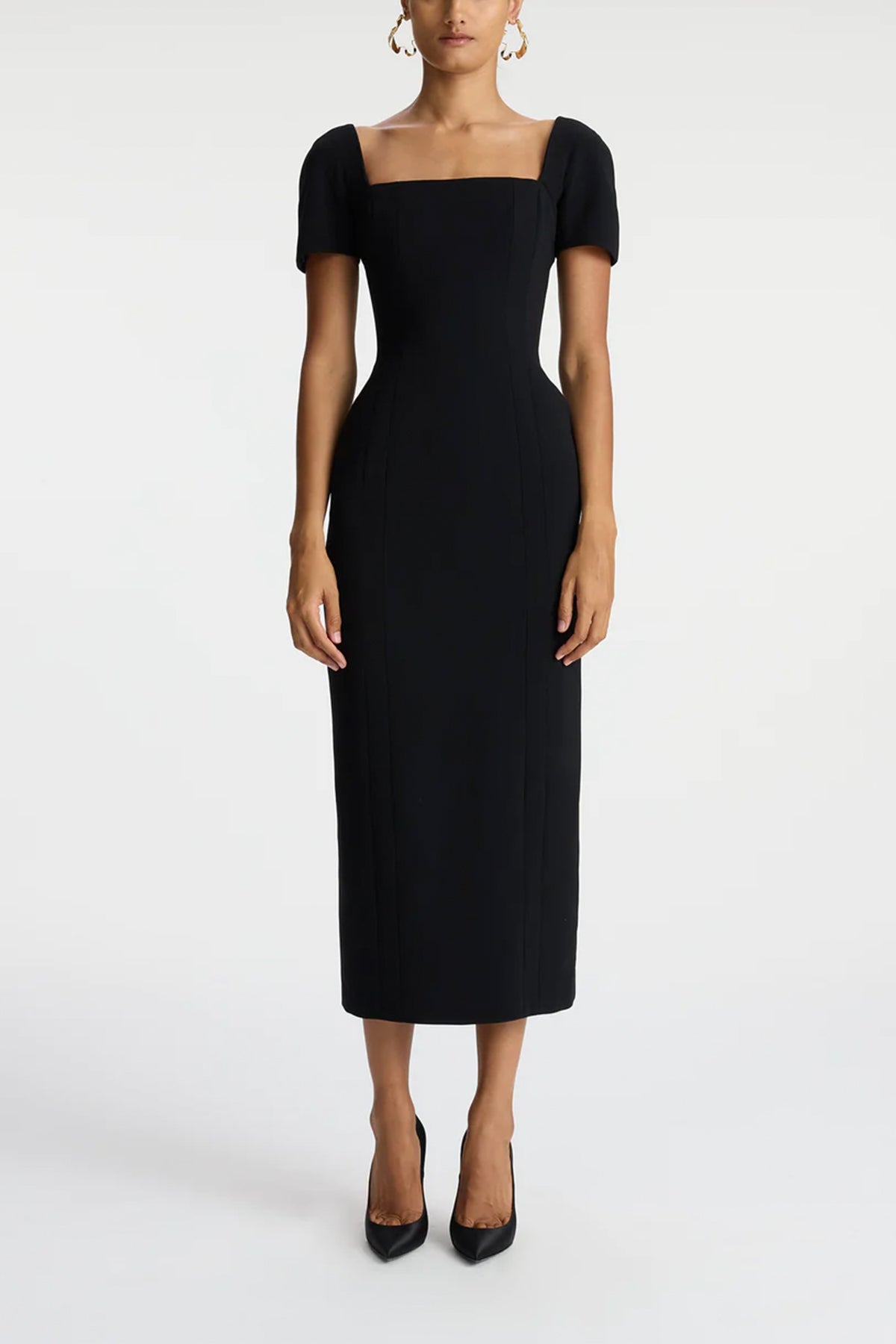 Elvie Midi Dress in Black - shop-olivia.com