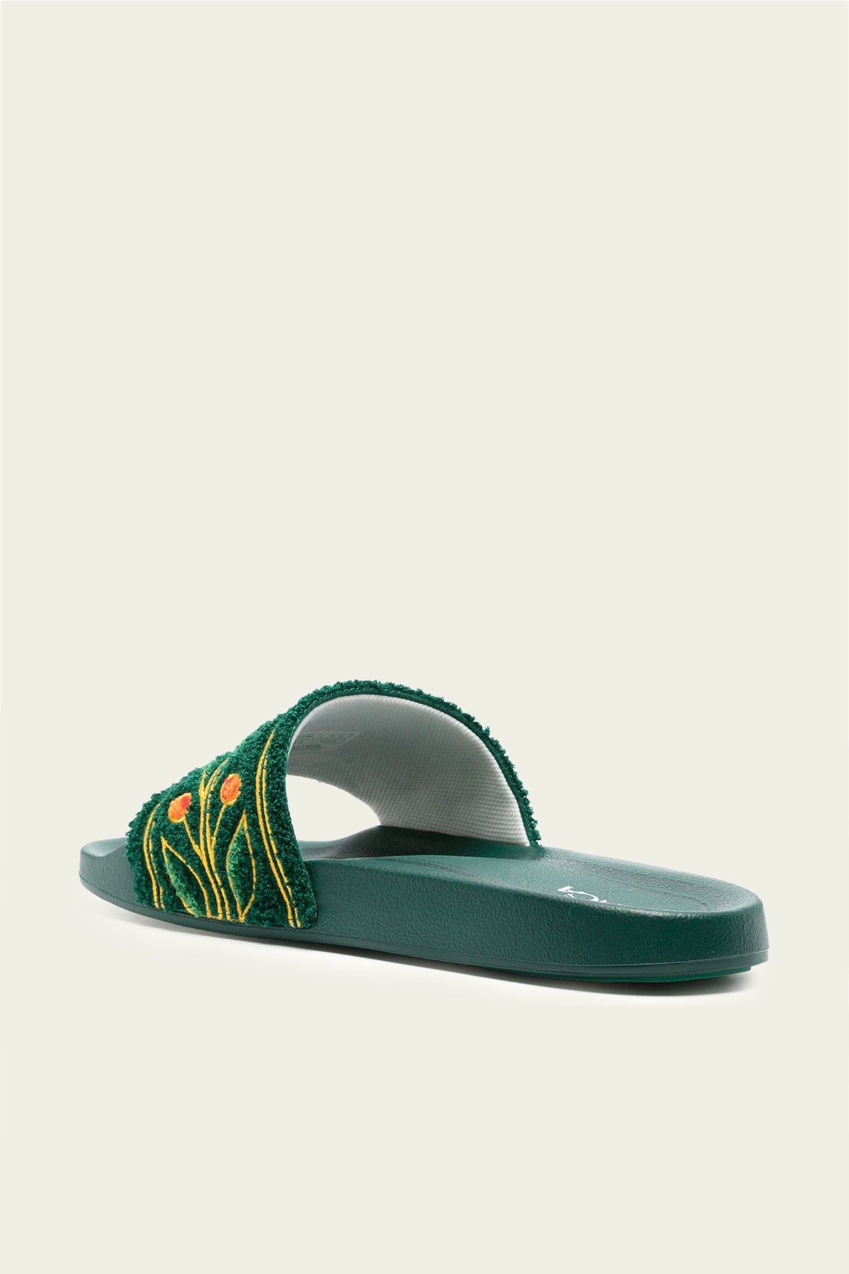 Embroidered Terry-Cloth Slides in Green - shop-olivia.com