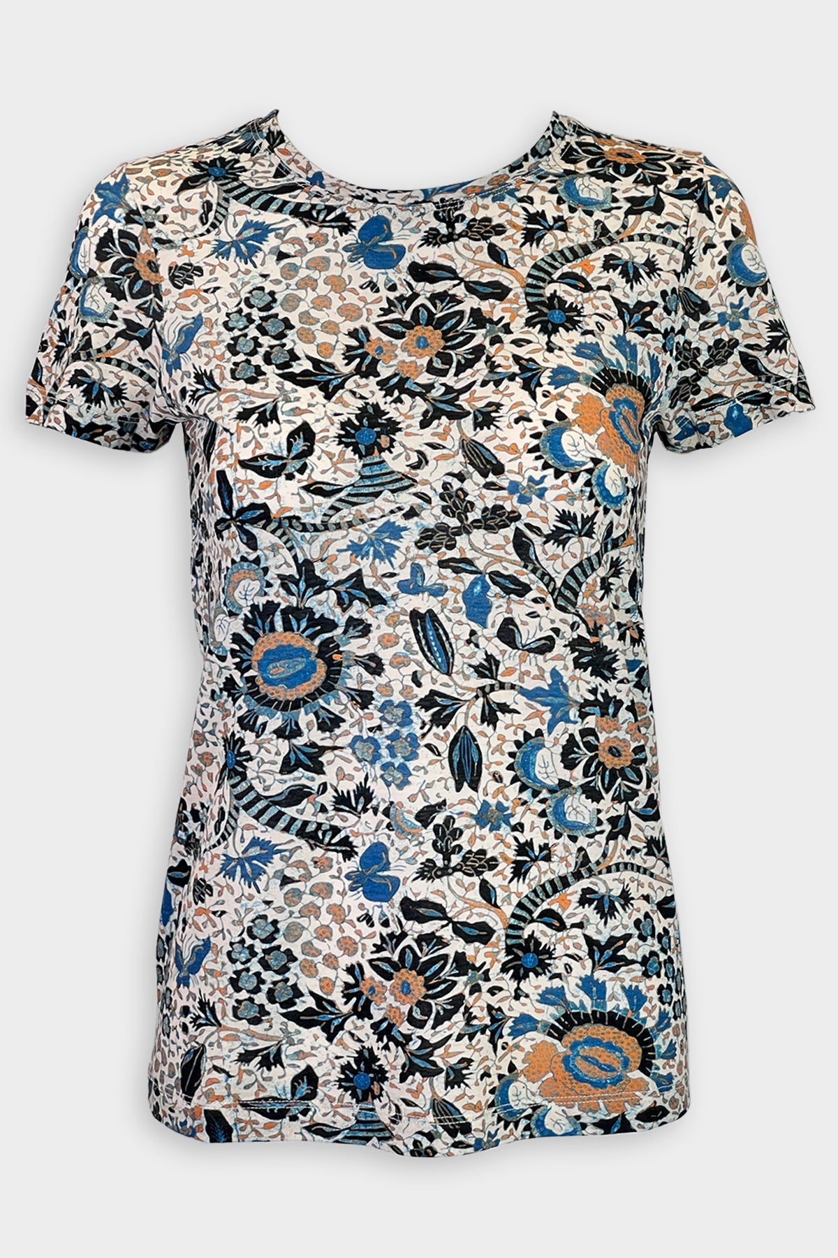 Estelle Printed Cotton Crewneck T-Shirt in Clematis - shop-olivia.com