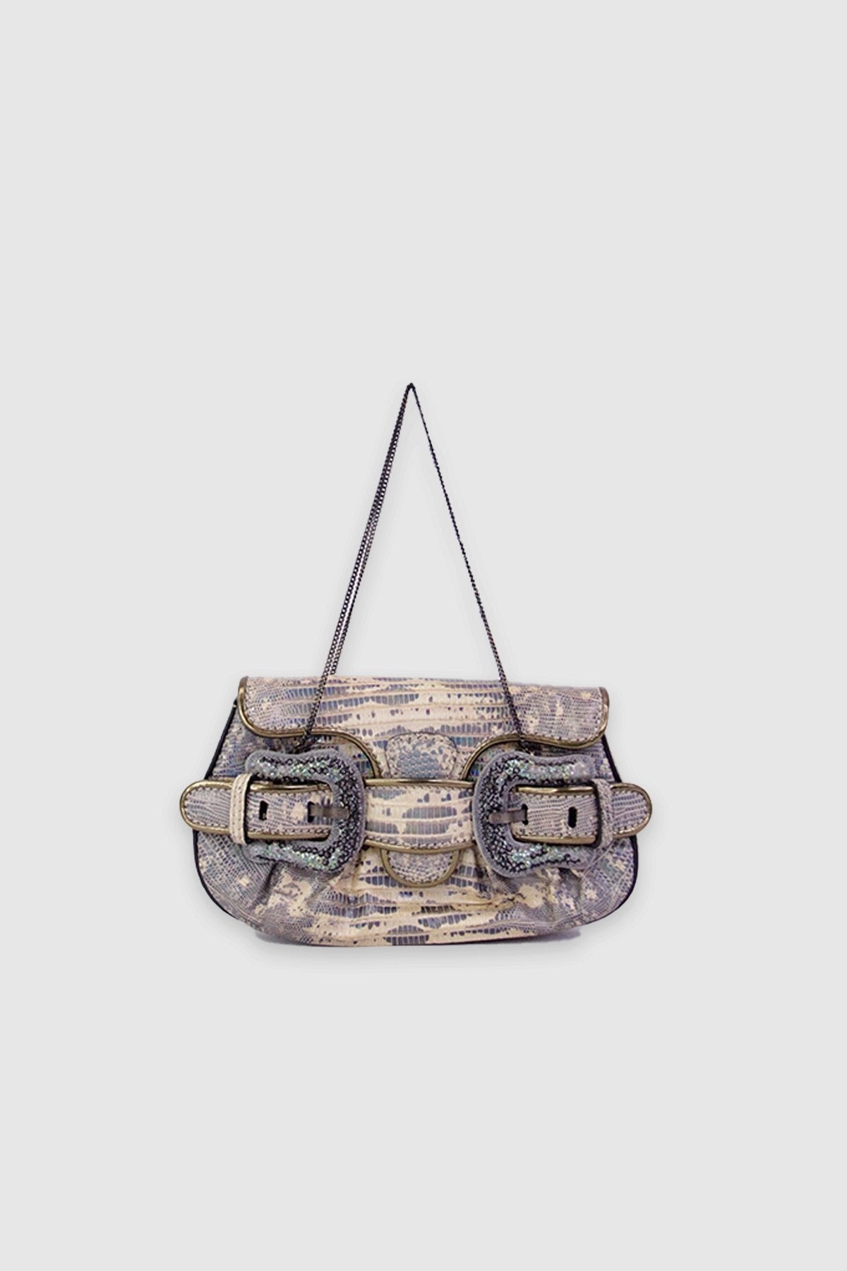 Fendi Beige and Black Snakeskin Small Handbag - shop-olivia.com
