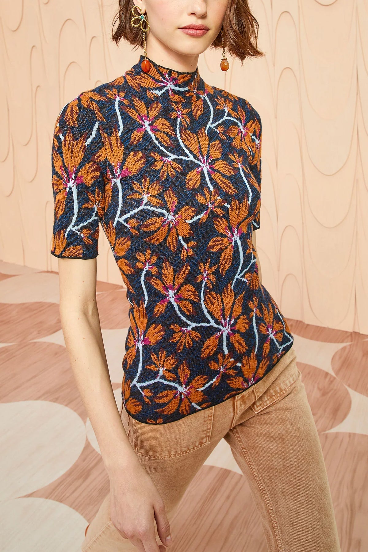 Flora Jacquard Top in Bellflower - shop-olivia.com