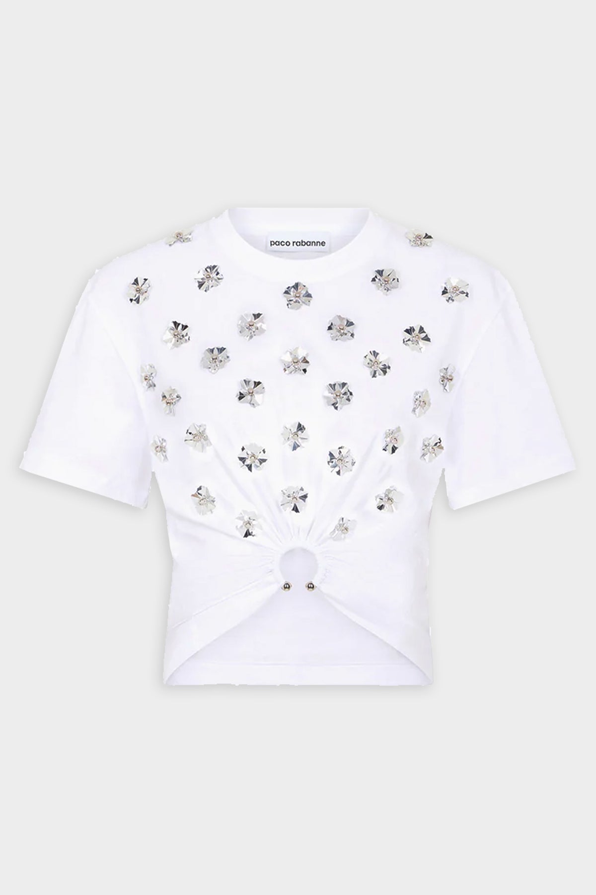 Floral Crop Top in White Silver - shop-olivia.com