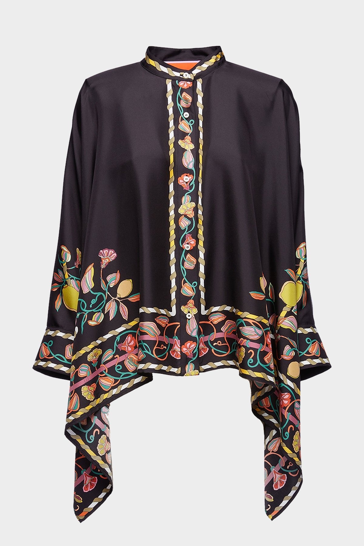 Foulard Shirt (Placed) in Borboni Placed Nero - shop-olivia.com