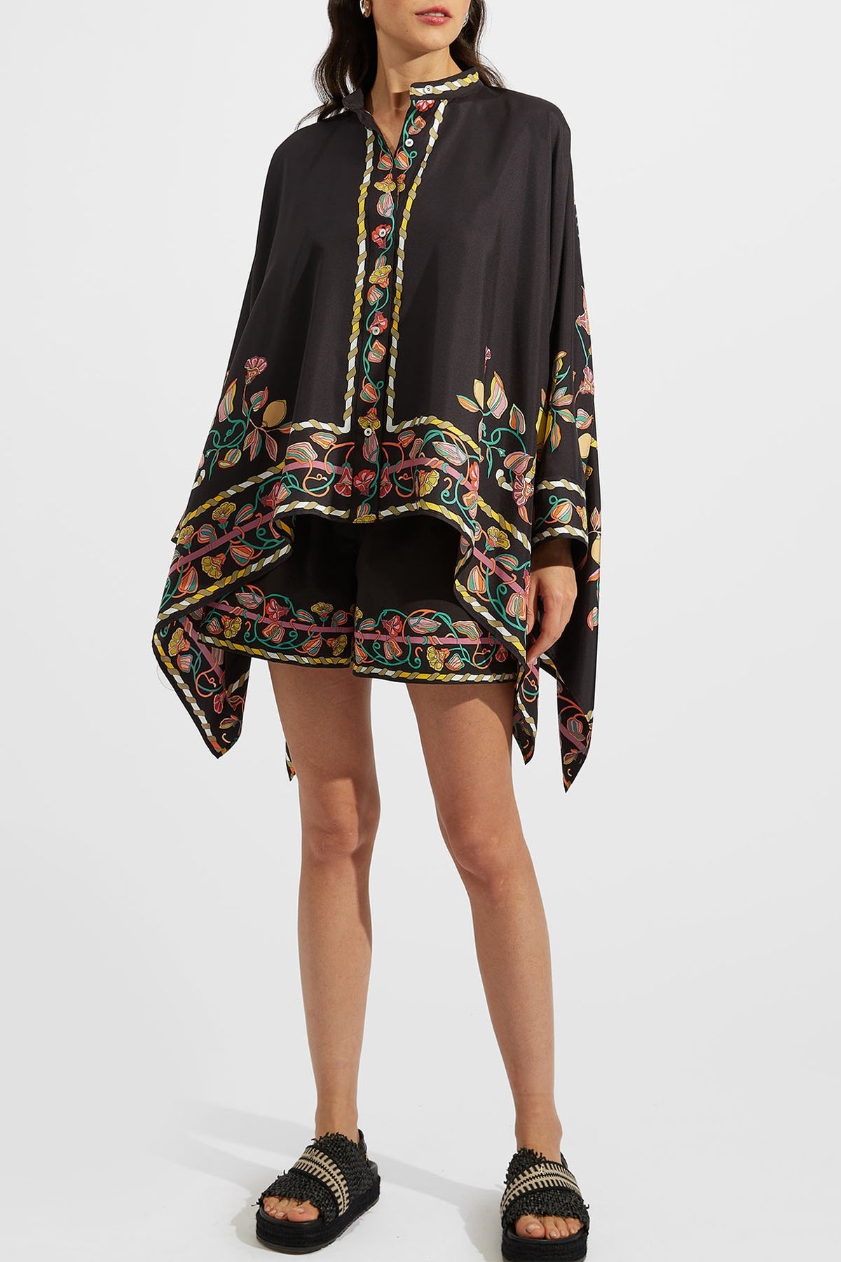 Foulard Shirt (Placed) in Borboni Placed Nero - shop-olivia.com