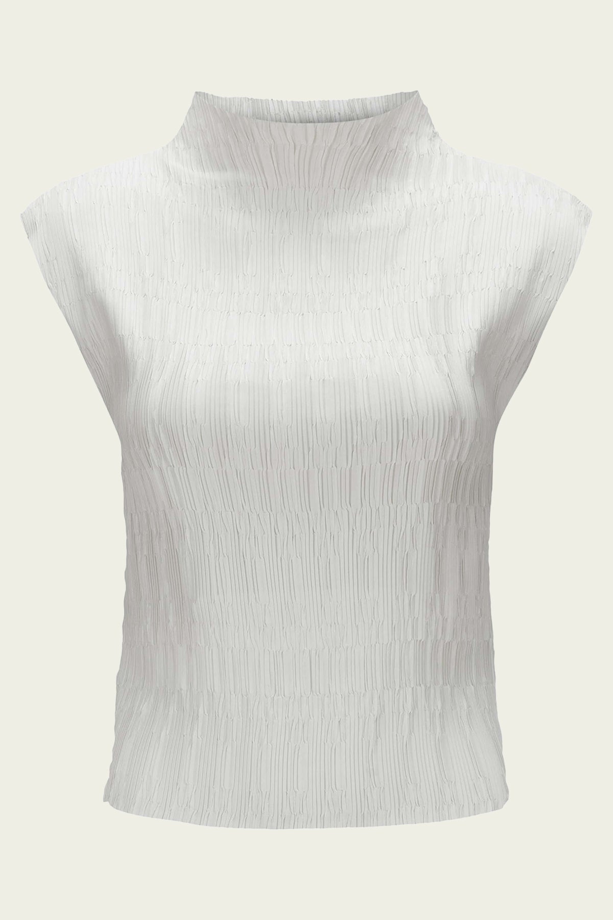 Foxe Pleated Satin Top in Off White - shop-olivia.com