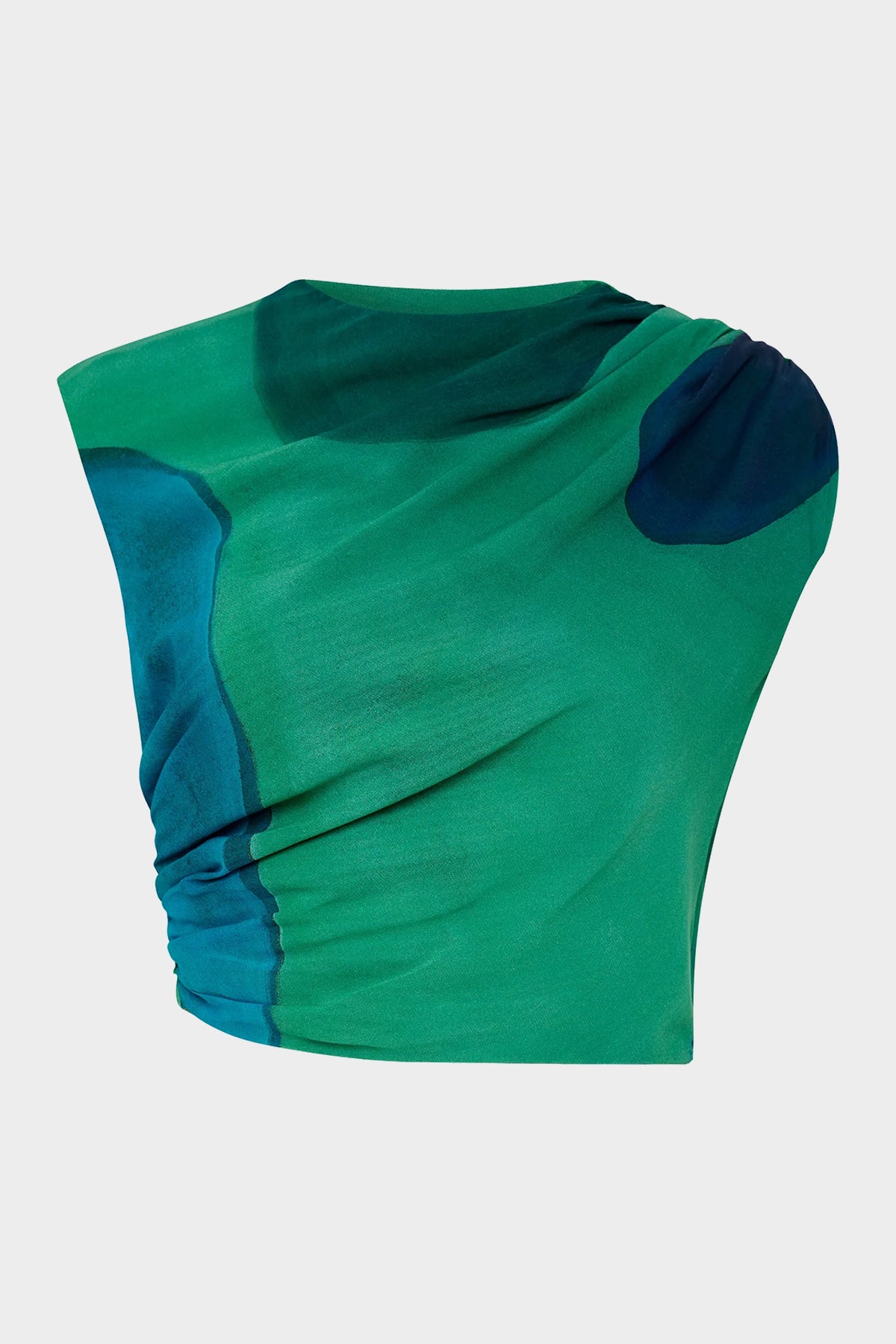 Frankie Gathered Top in Emerald Reflection - shop-olivia.com