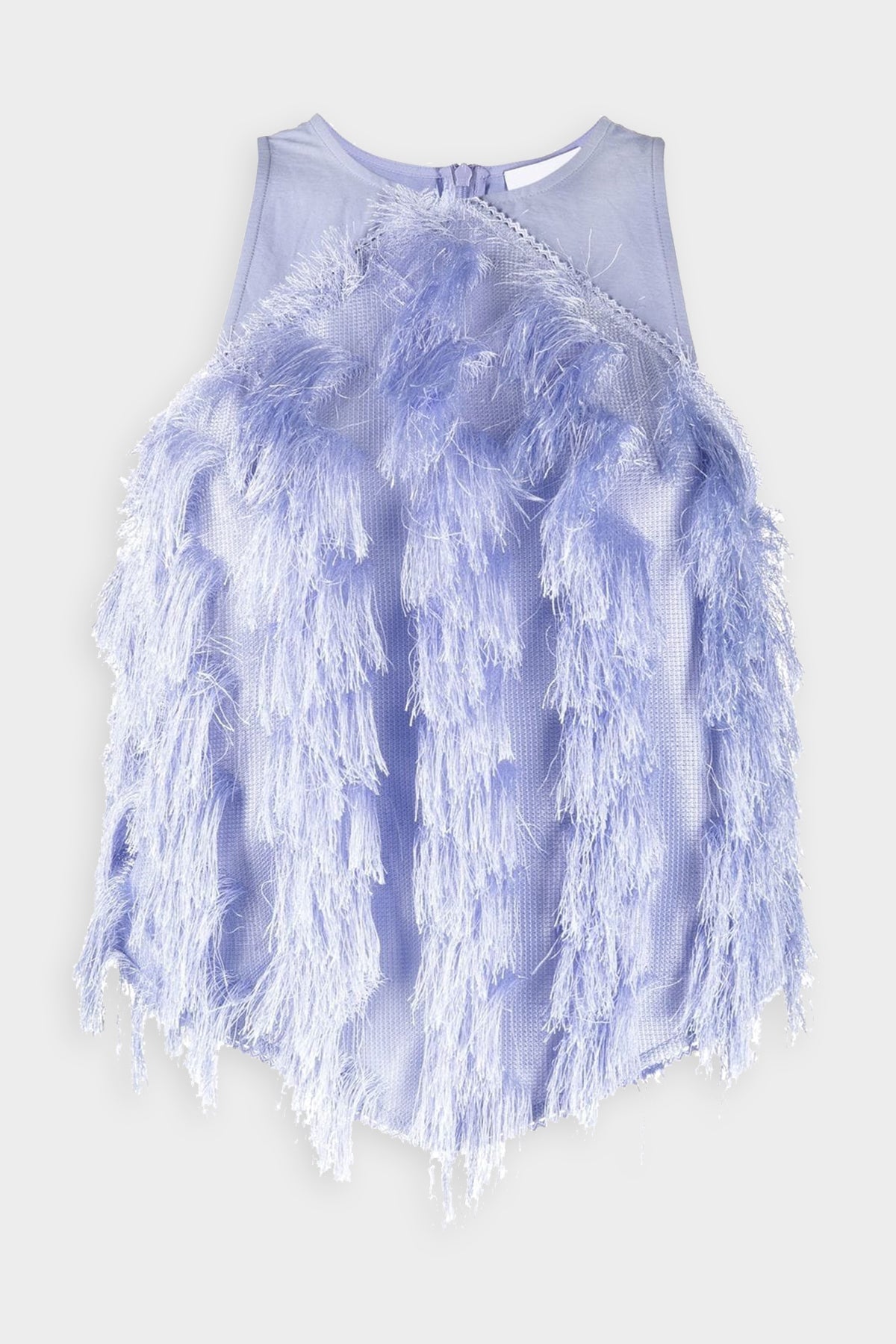 Fringe Mesh Top in Persian Violet - shop-olivia.com