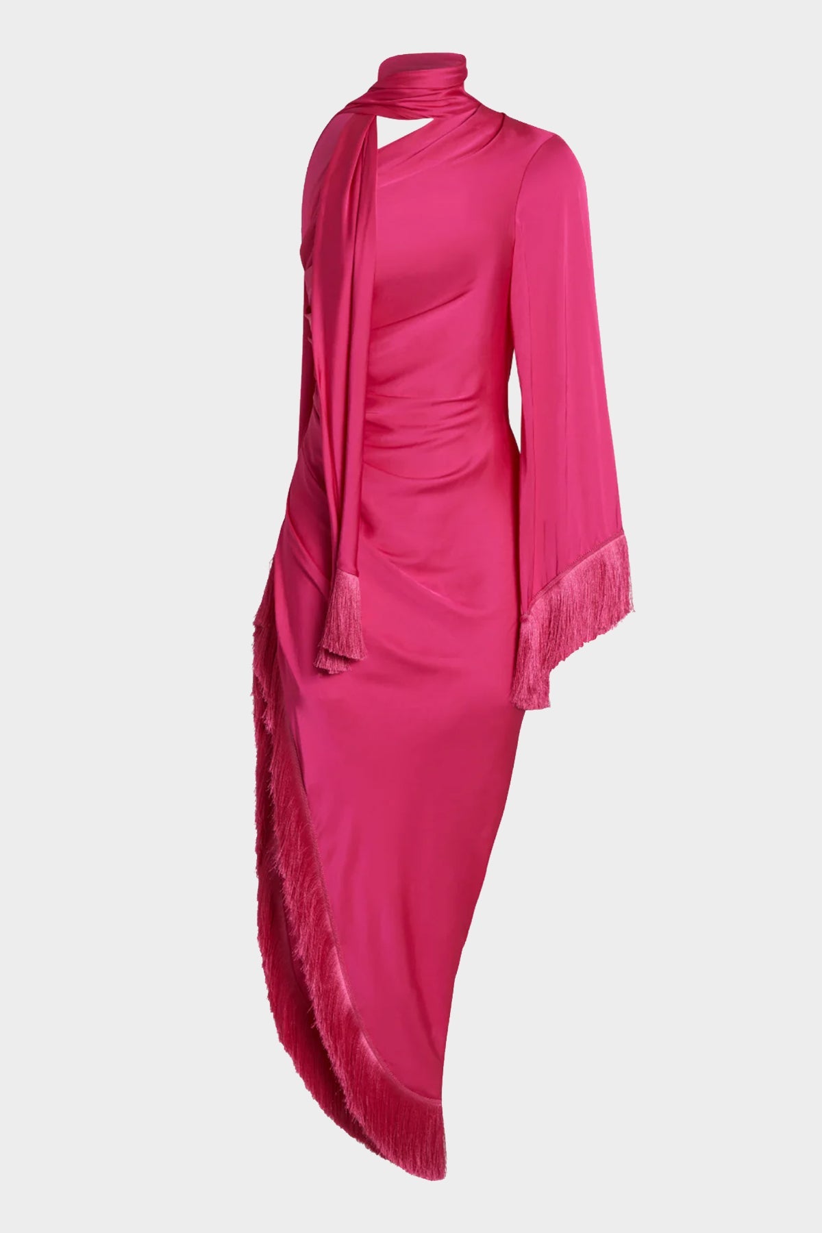 Fringe Trim Oscar Dress in Hot Pink - shop-olivia.com