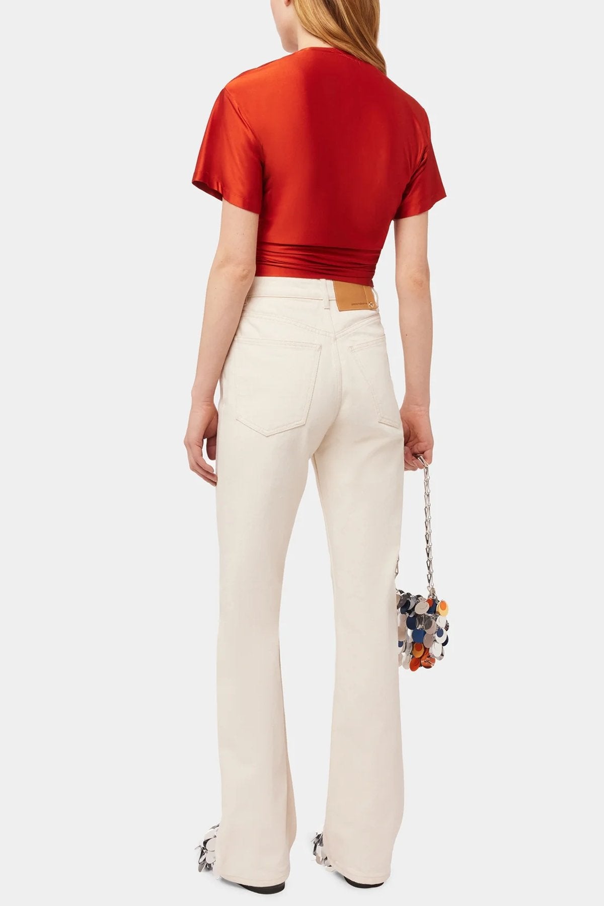 Gathered Short-Sleeve T-Shirt in Paprika - shop-olivia.com