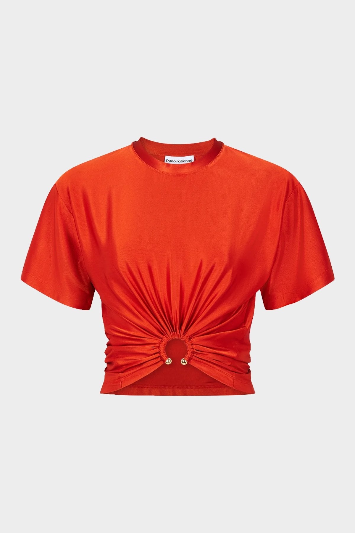 Gathered Short-Sleeve T-Shirt in Paprika - shop-olivia.com
