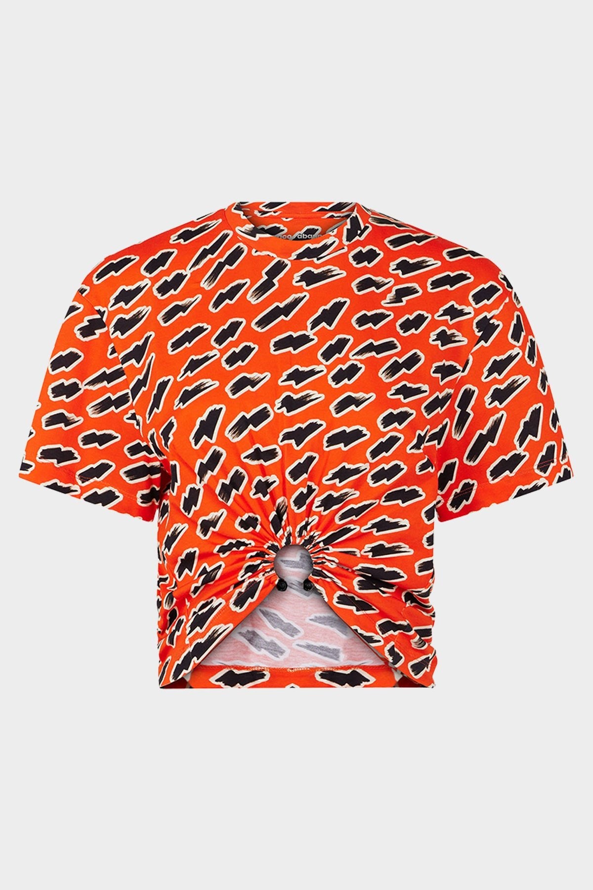 Gathered Short-Sleeve T-Shirt in Red Flash - shop-olivia.com