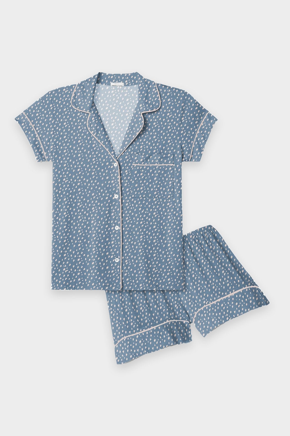 Gisele Printed Short PJ Set in Daisy Blue Shadow - shop-olivia.com