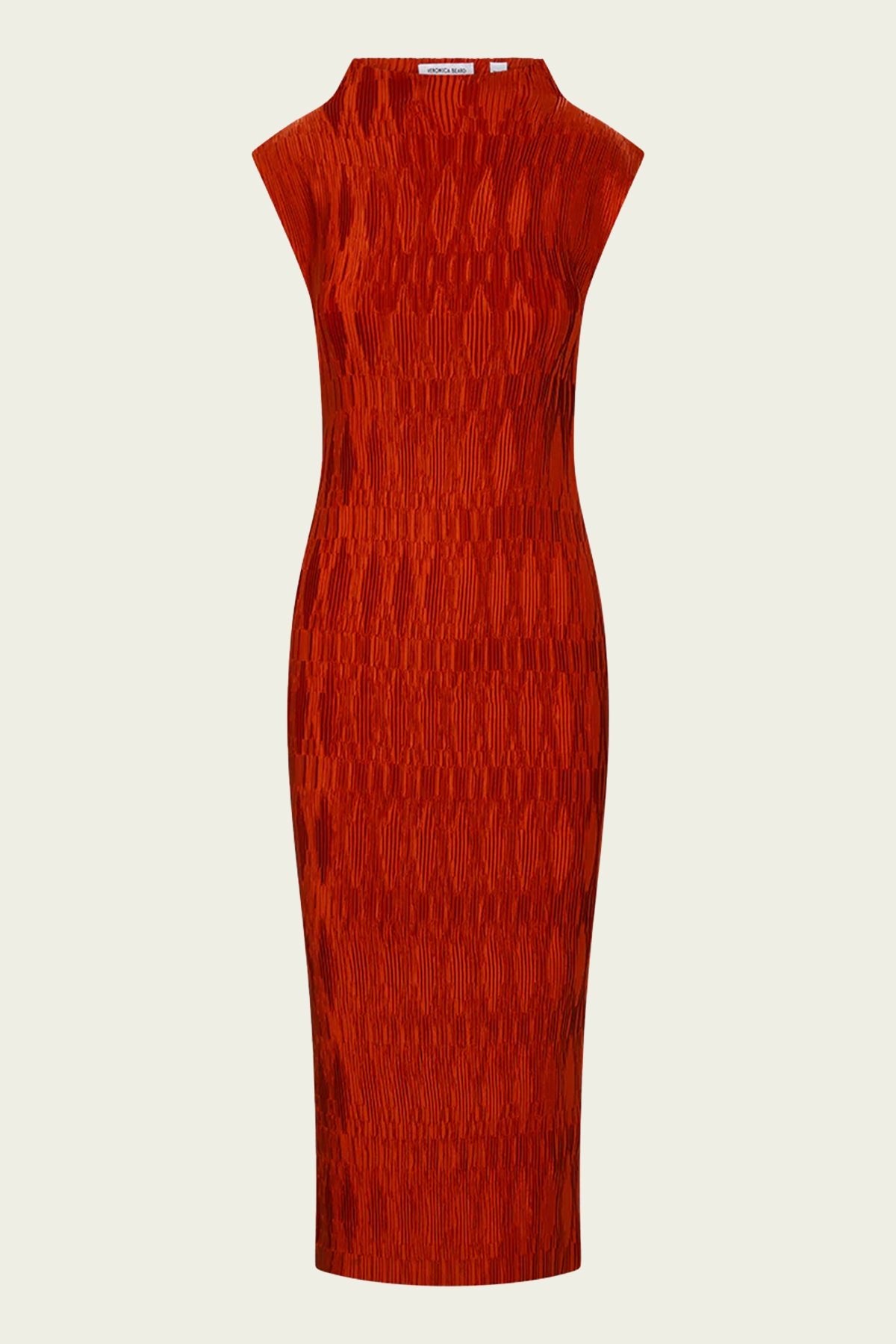 Gramercy Pleated Satin Dress in Flame - shop-olivia.com