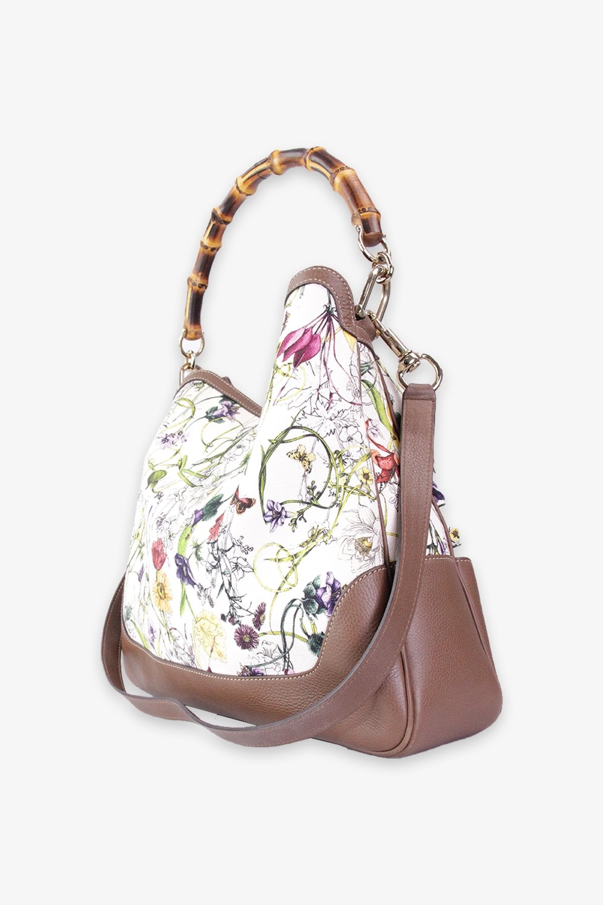 Gucci Diana Satchel Bag in Bamboo Canvas Floral - shop-olivia.com