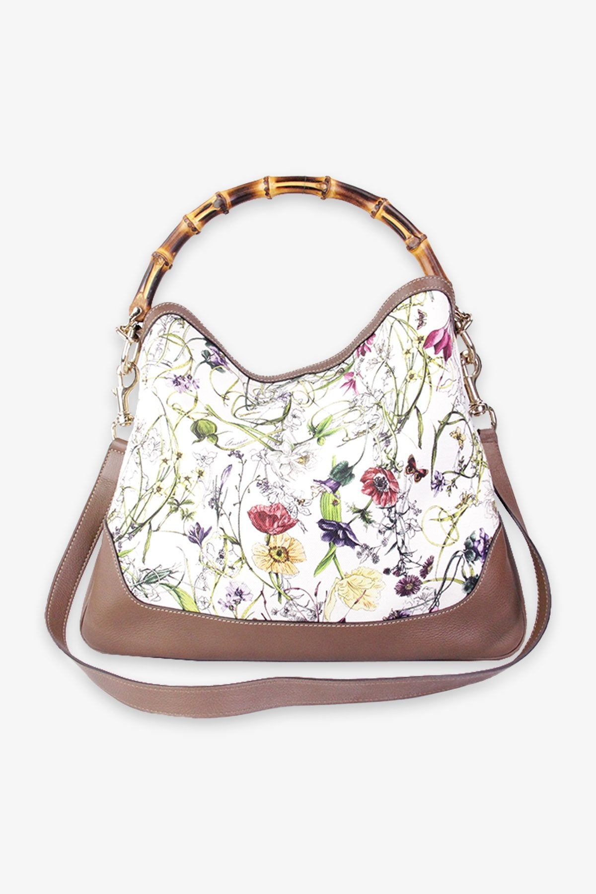 Gucci Diana Satchel Bag in Bamboo Canvas Floral - shop-olivia.com
