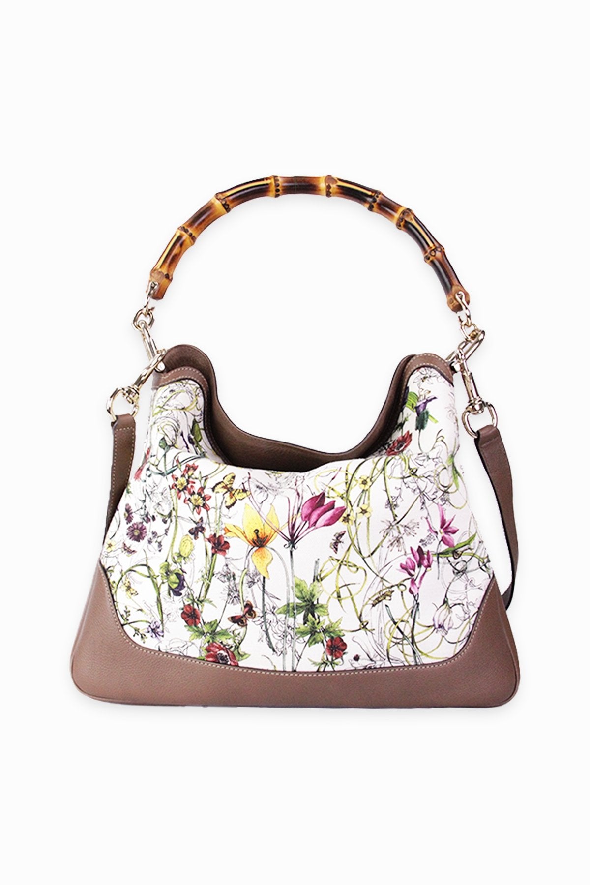 Gucci Diana Satchel Bag in Bamboo Canvas Floral - shop-olivia.com