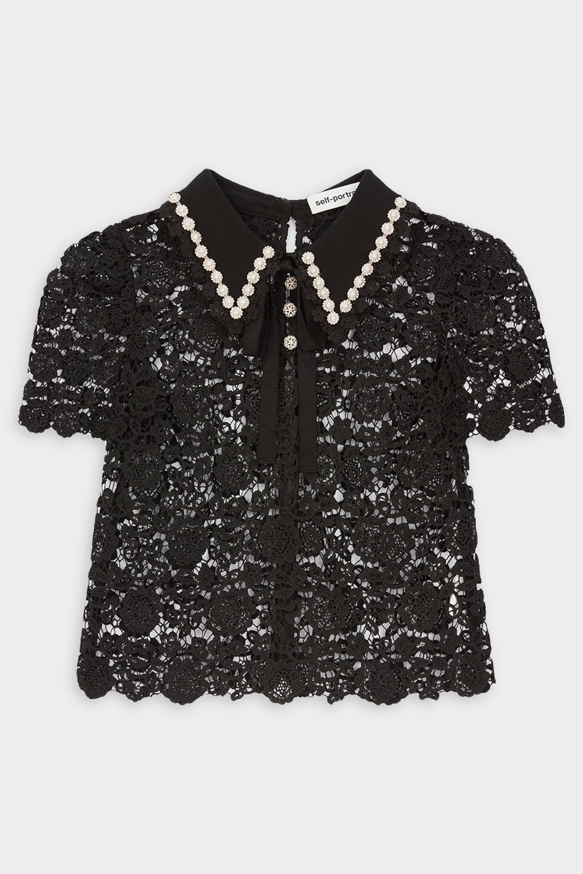 Guipure Lace Top in Black - shop-olivia.com