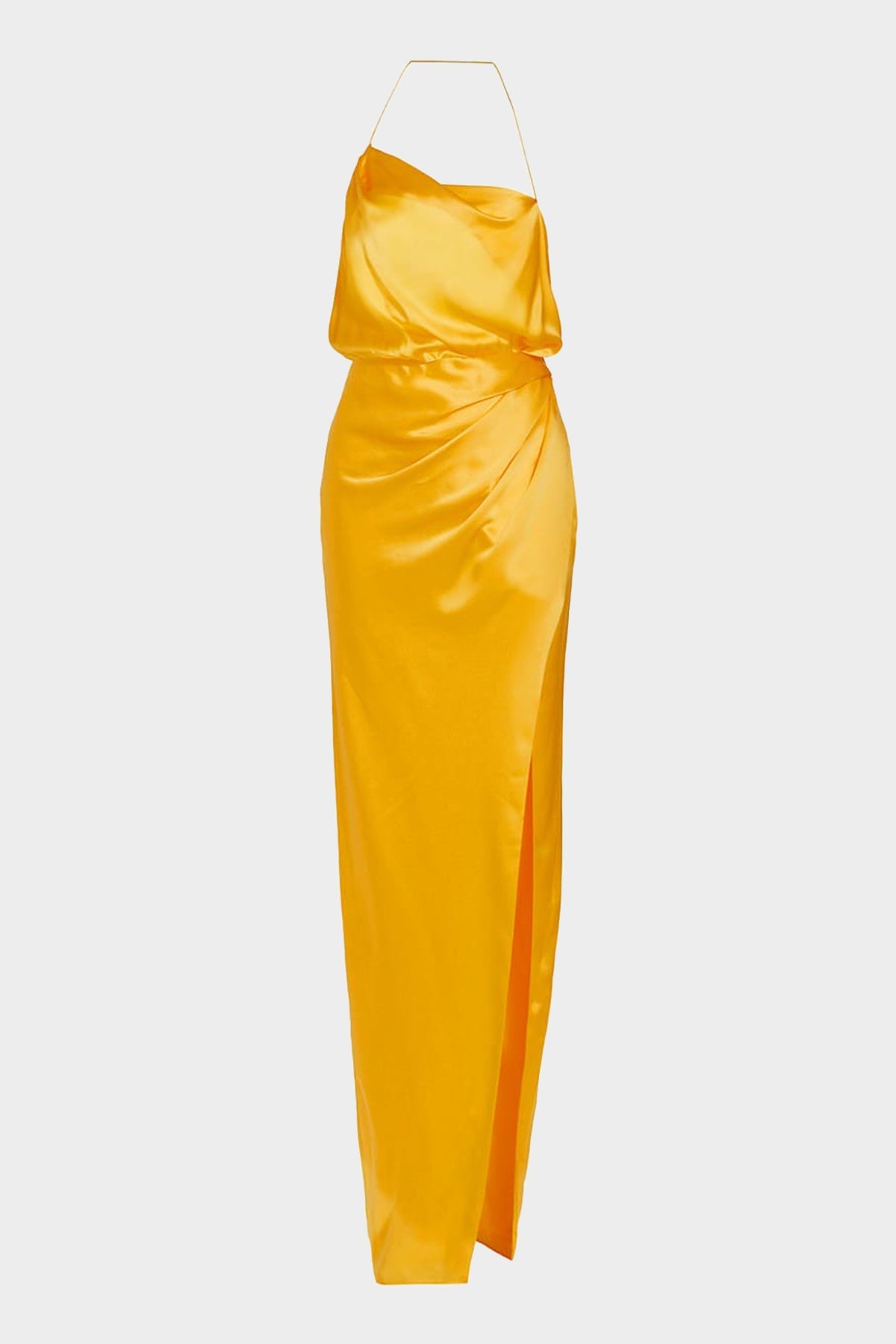 Halter Cowlneck Silk Gown in Canary - shop-olivia.com