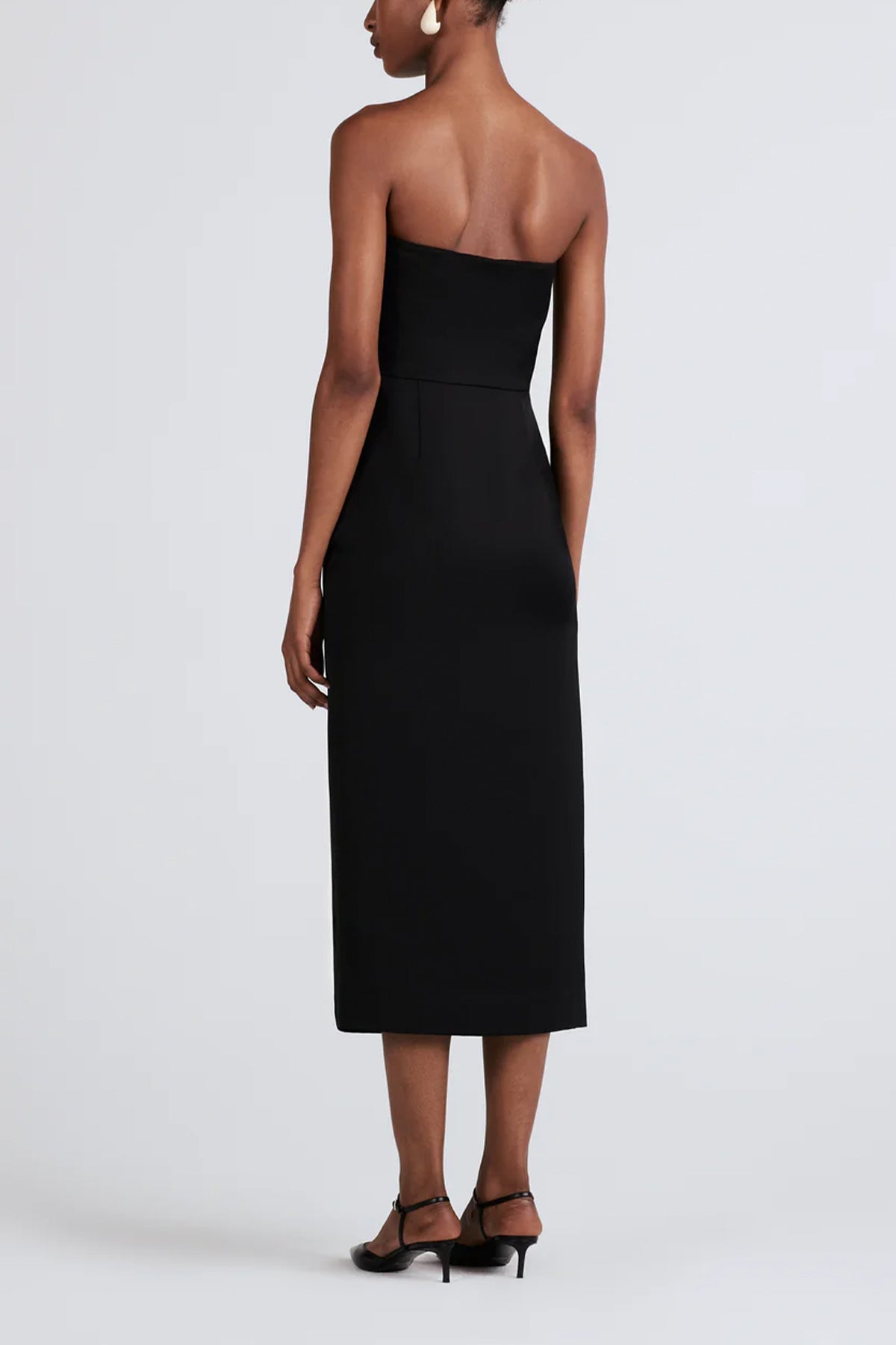 Harriet Strapless Midi Dress in Black - shop-olivia.com