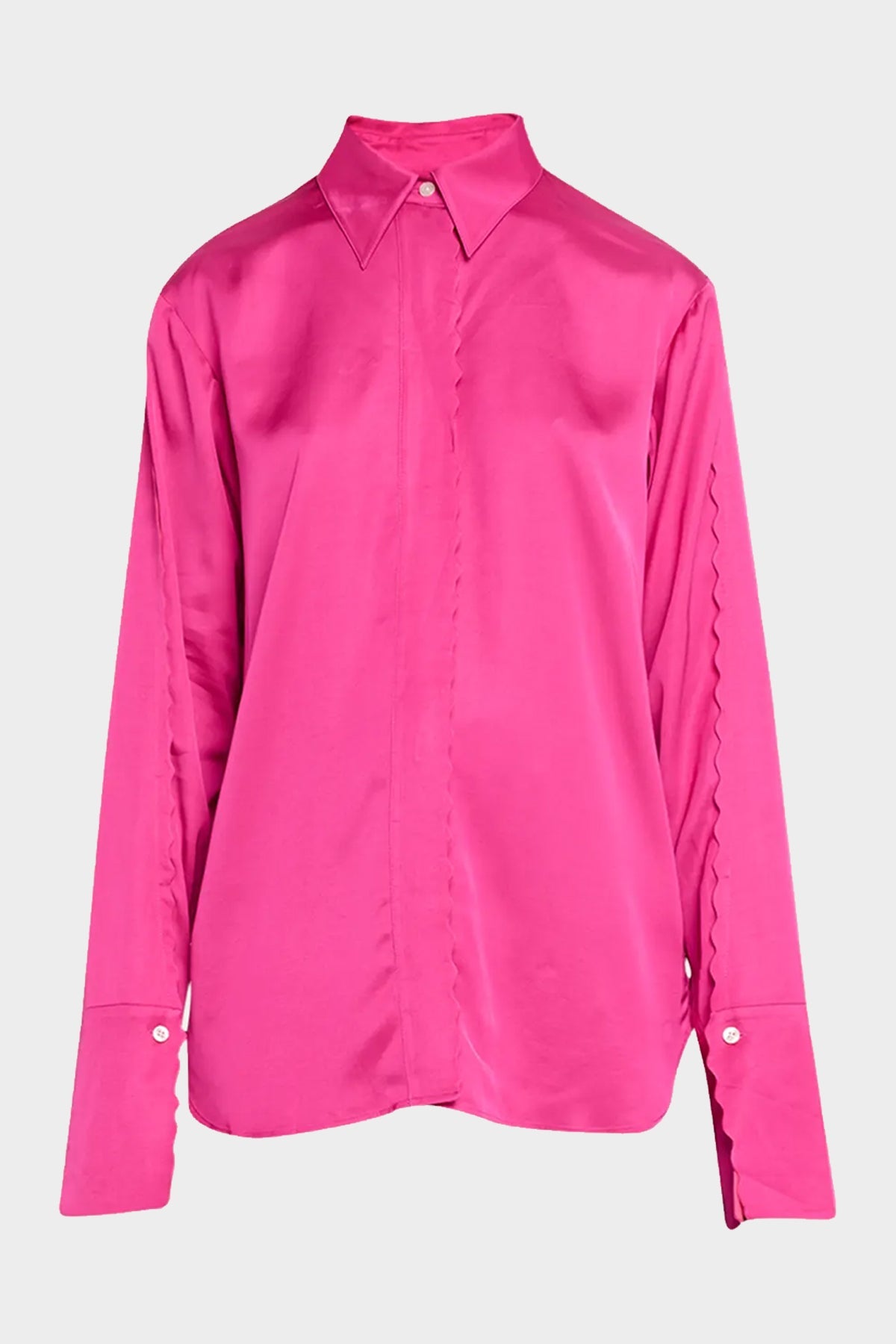Haven Scalloped Satin Top in Disco Pink - shop-olivia.com