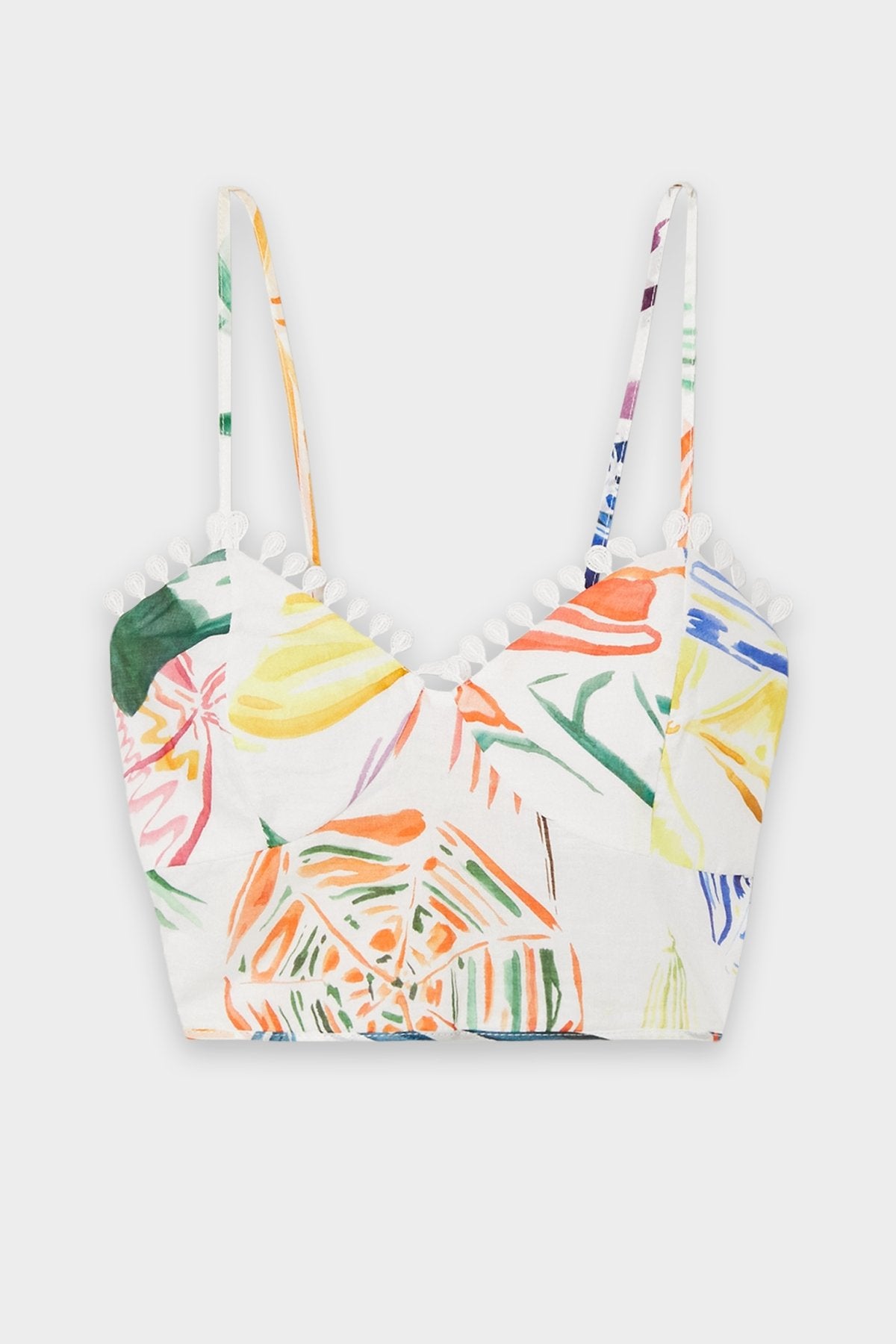 Hilma Crop Top in White Print - shop-olivia.com