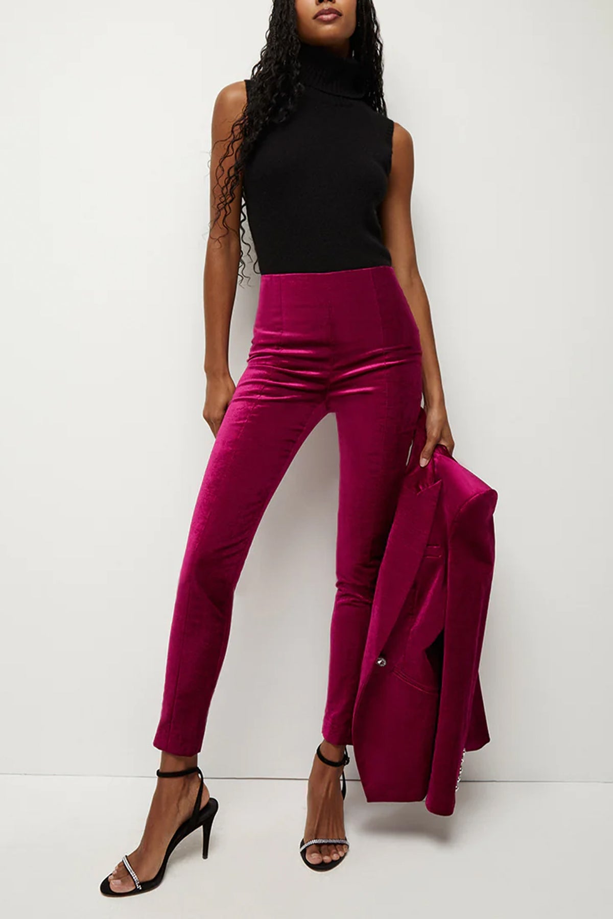 Honolulu Velvet Pant in Fuchsia - shop-olivia.com