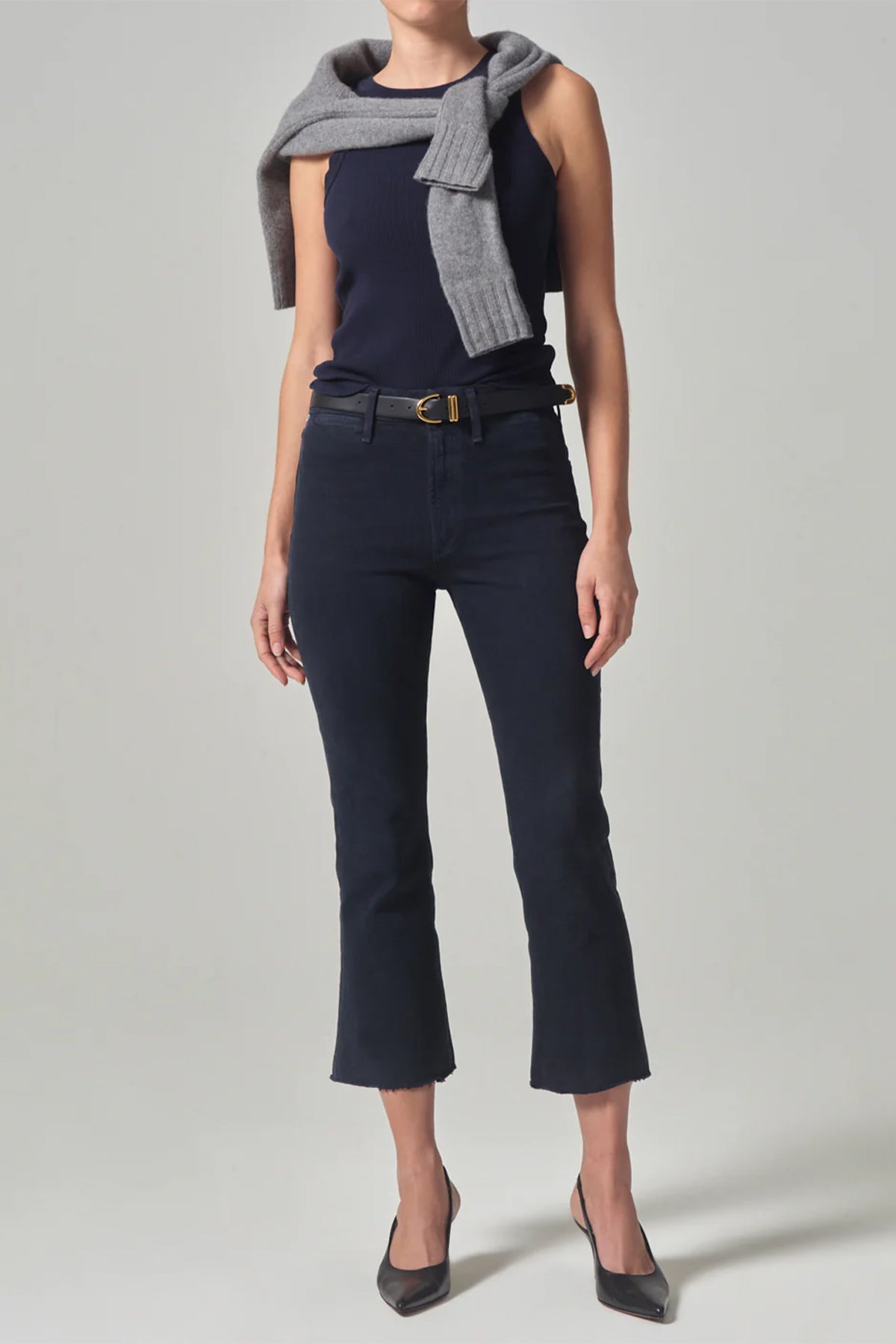 Isola Cropped Trouser in Navy - shop-olivia.com